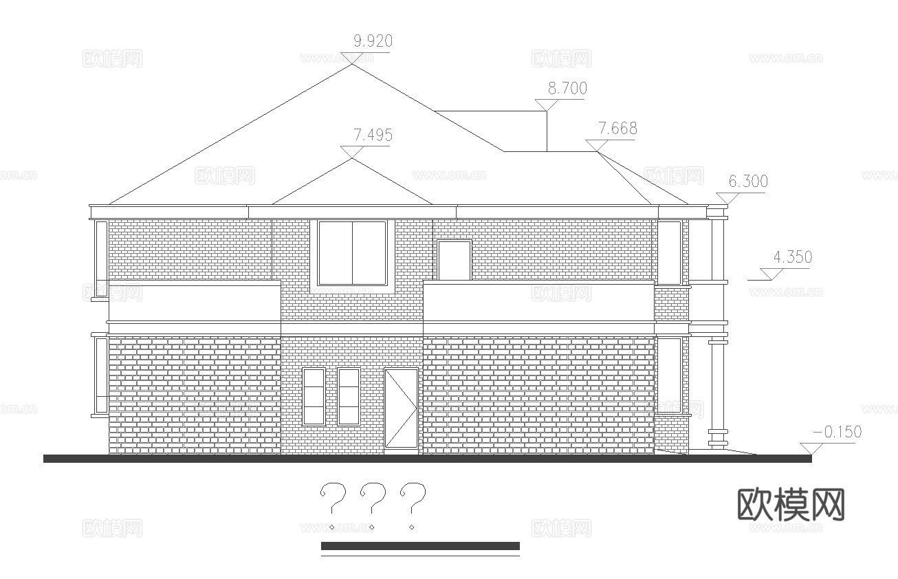 乡村自建房别墅建筑 最新全套施工图 效果图设计cad施工图下载（渲染图4）