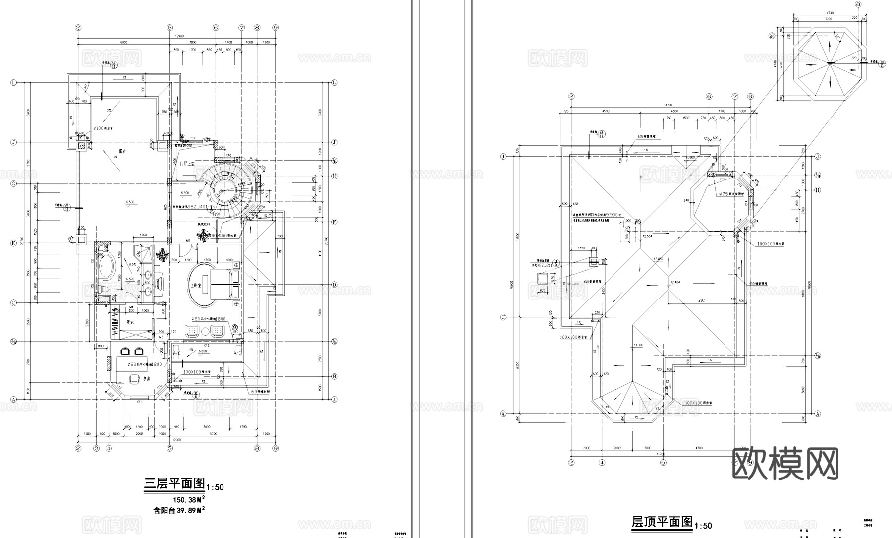 别墅建筑CAD施工图集cad施工图
