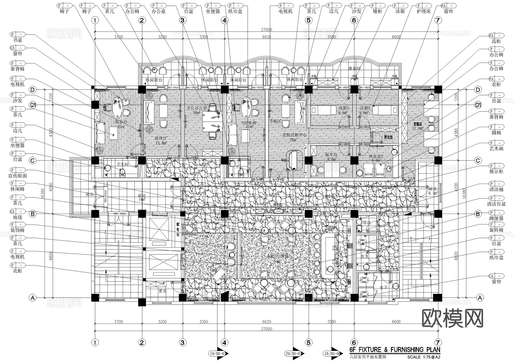 整形医院平面系统图cad施工图