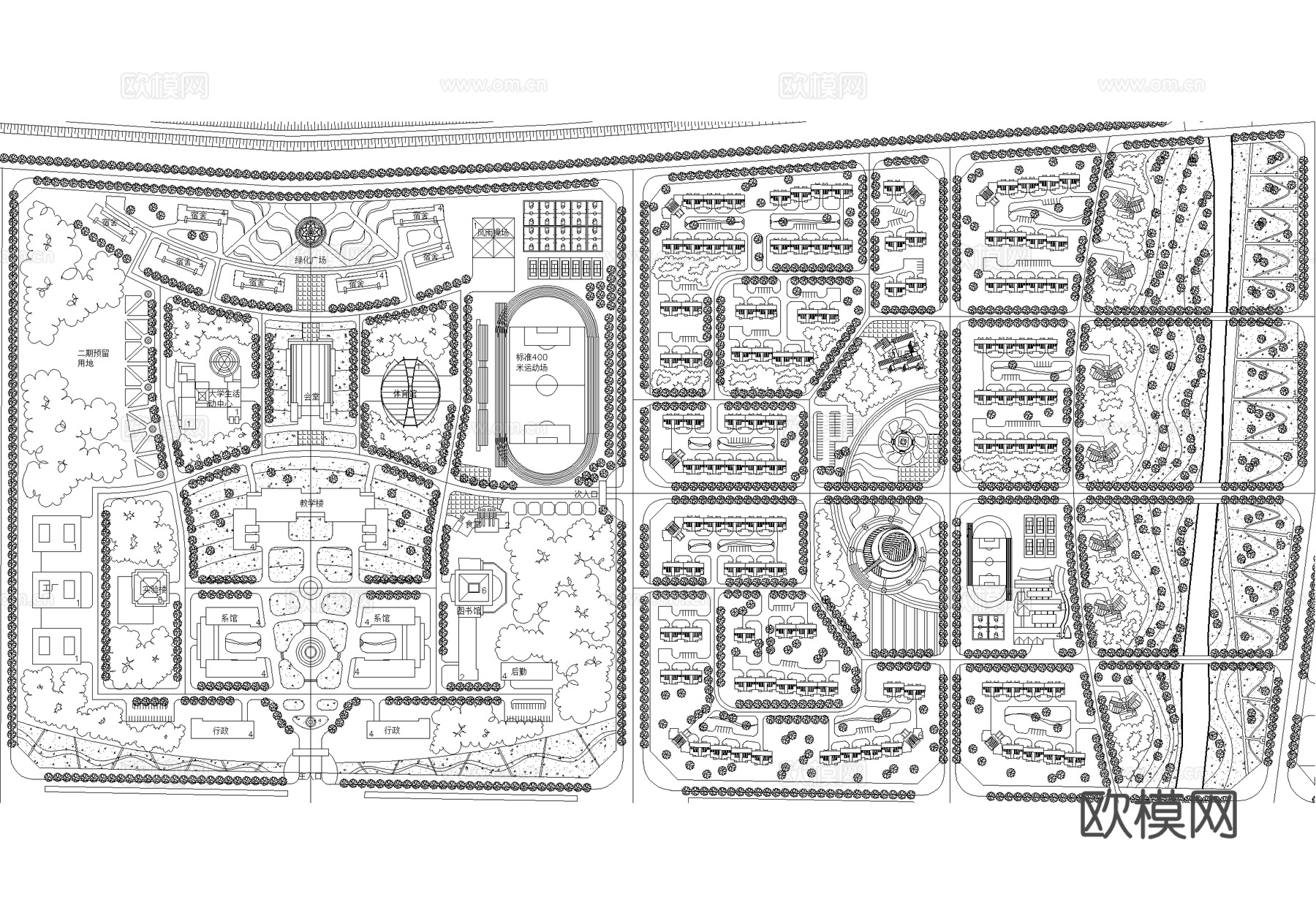 国家高新技术产业开发区控制性规划平面图 城市规划cad施工图