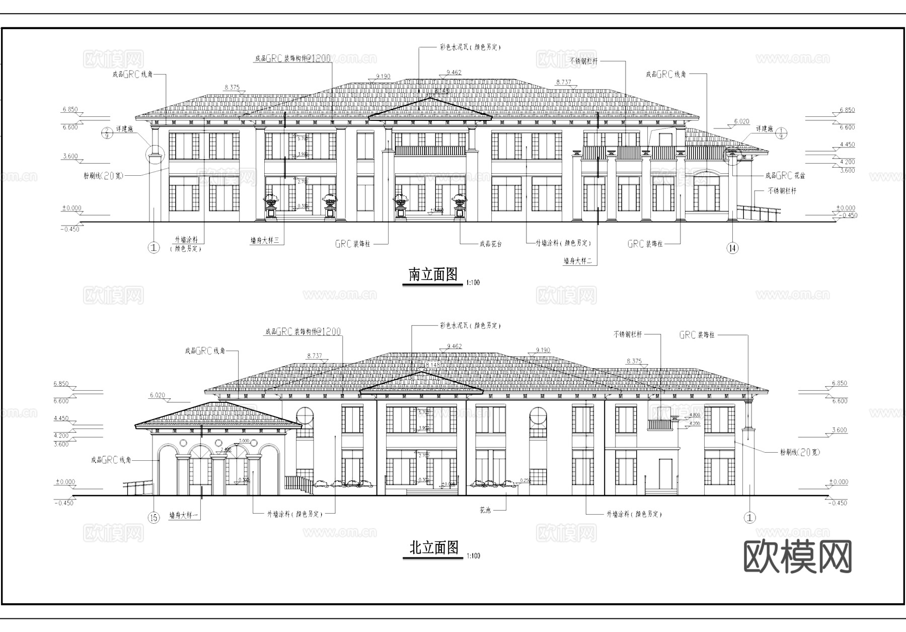 欧式风格幼儿园建筑CAD施工图cad施工图