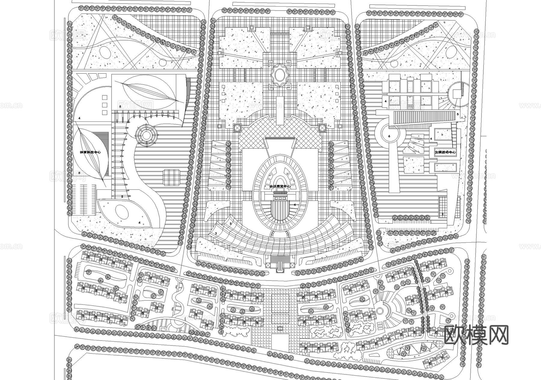国家高新技术产业开发区控制性规划平面图 城市规划cad施工图