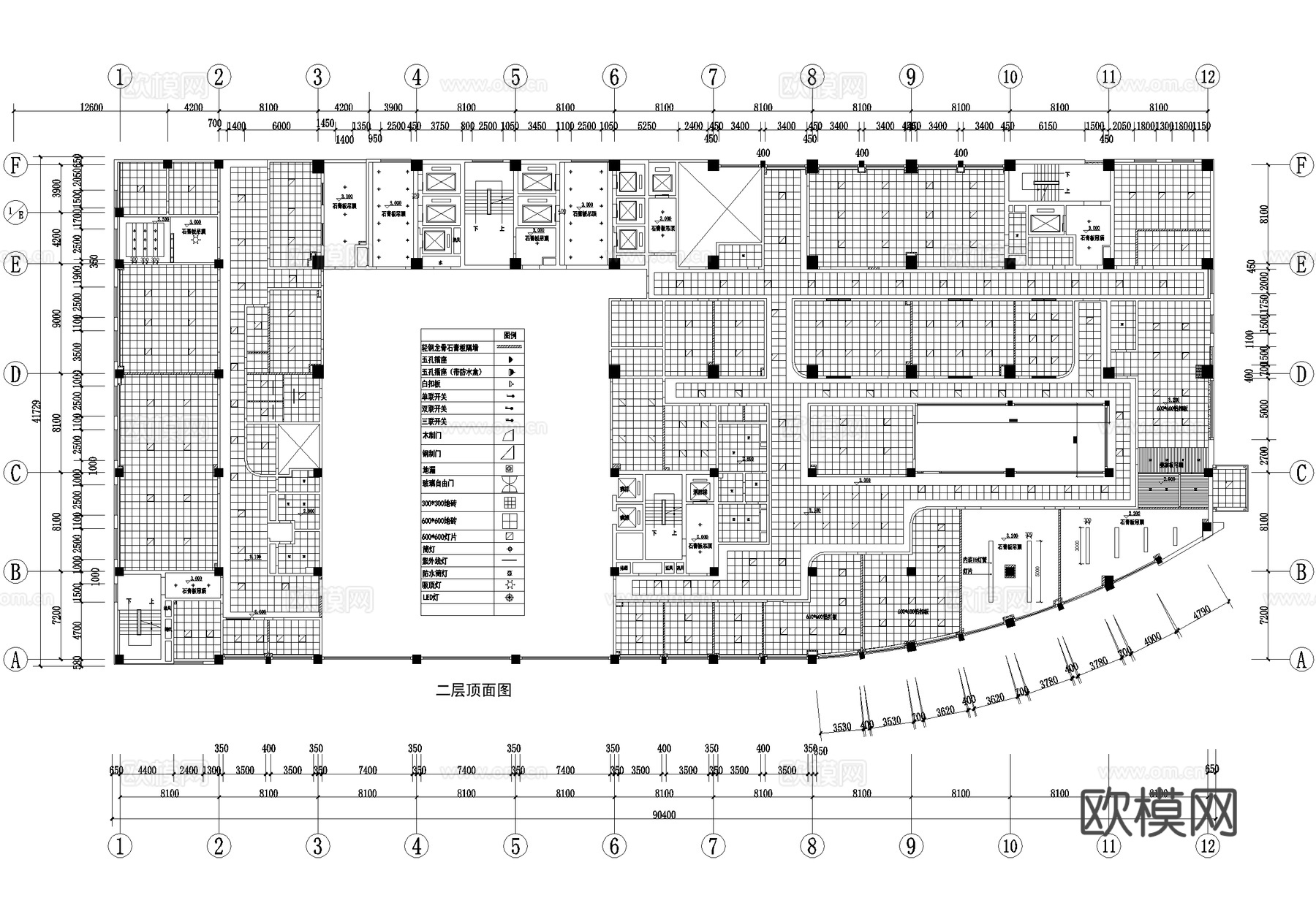 医院 二层平面顶面图 节点图cad施工图