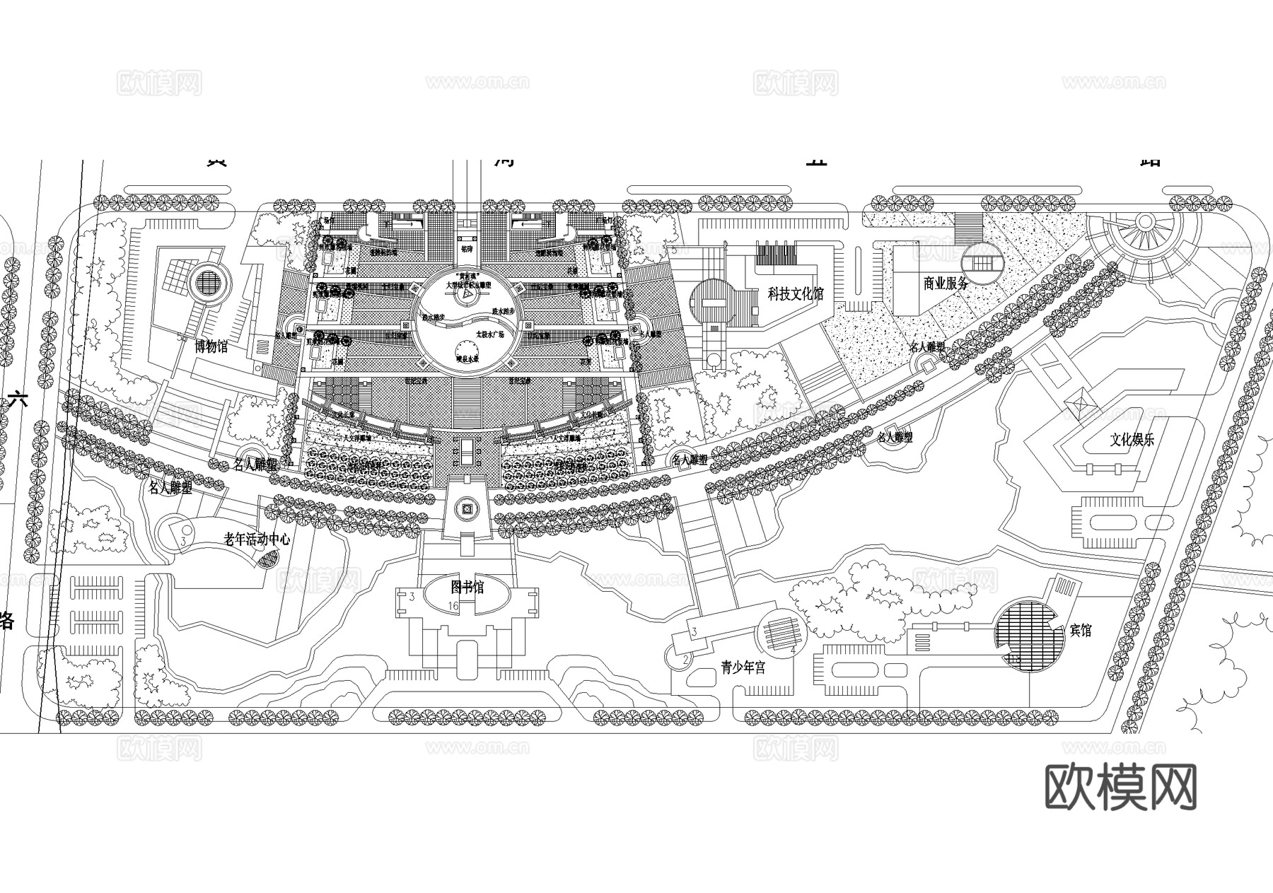 行政文化中心城市规划平面图cad施工图