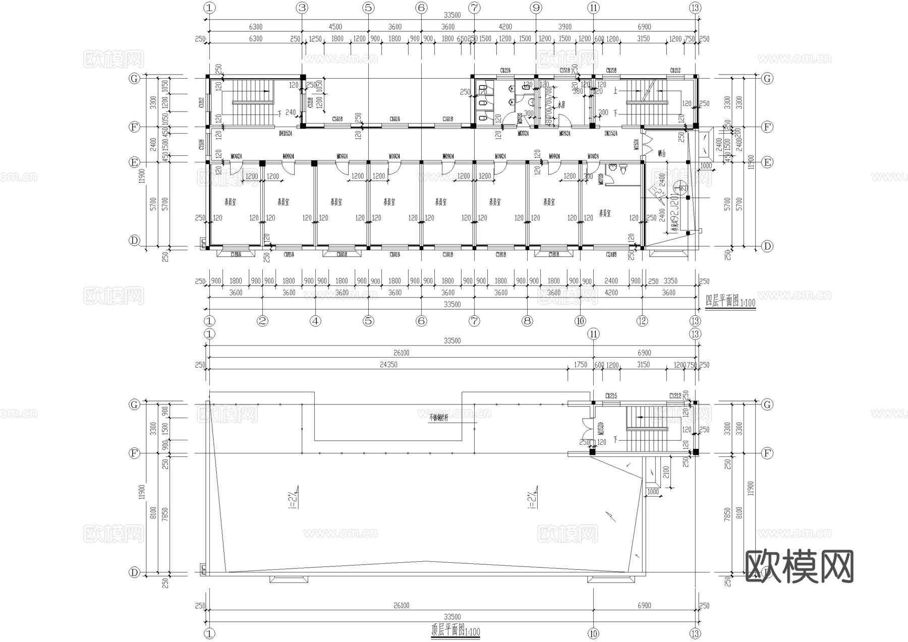 四层养老院养员楼敬老院建筑 砖混结构cad施工图