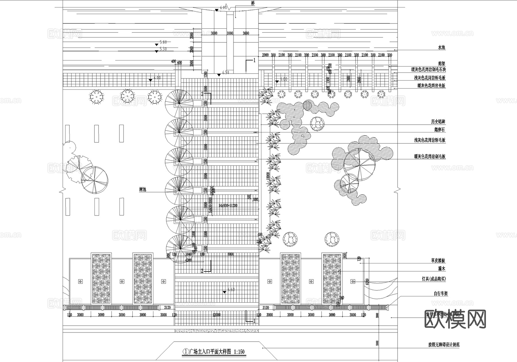 广场主入口cad施工图