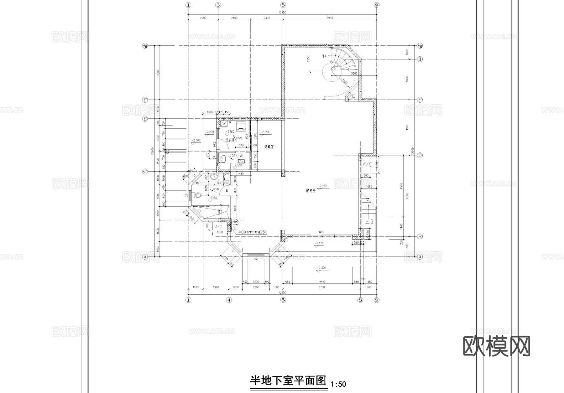 别墅建筑CAD施工图集cad施工图