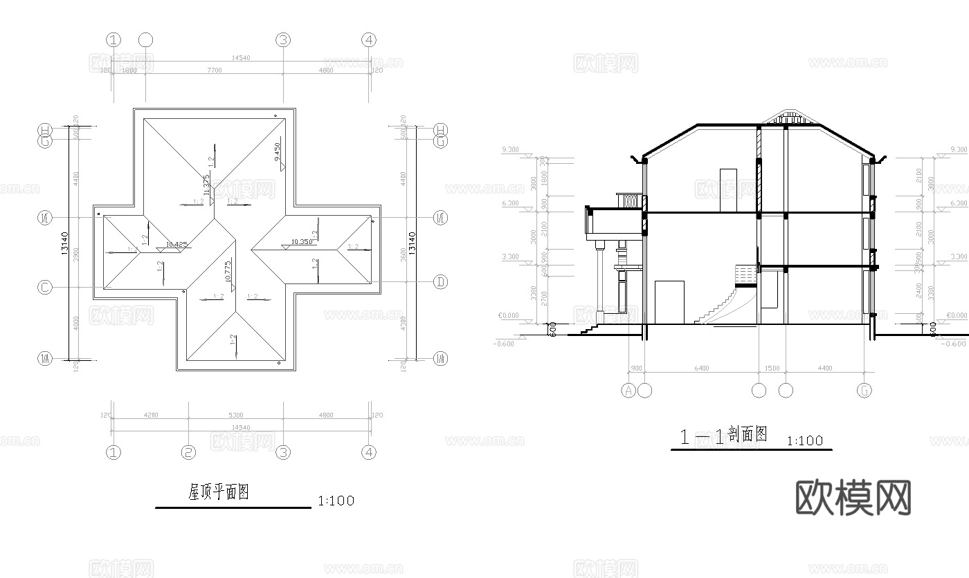 乡村自建房别墅建筑 最新全套施工图设计cad施工图