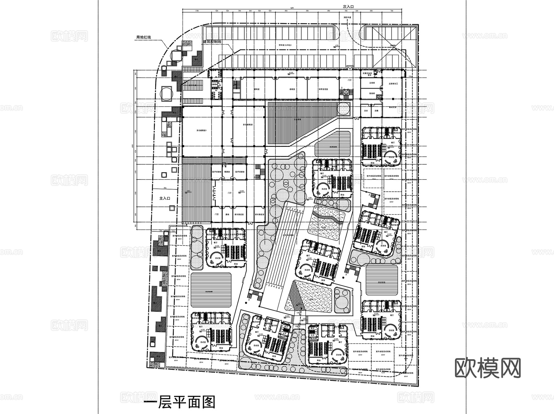 昆山幼儿园建筑平面CAD施工图集cad施工图