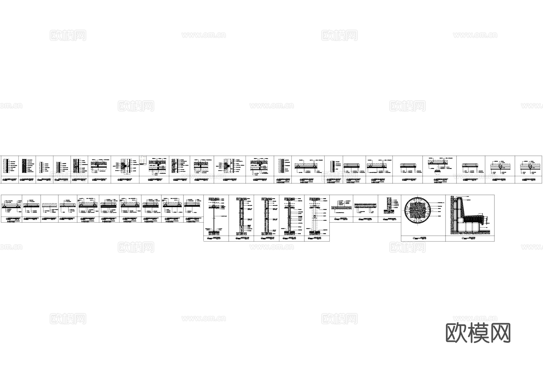 墙面工艺节点大样CAD施工详图集cad施工图
