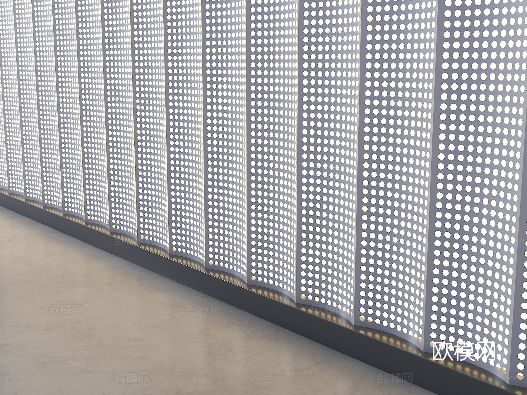 现代孔板 孔板背景墙 现代背景墙 展厅背景墙 弧形孔板 外墙su模型