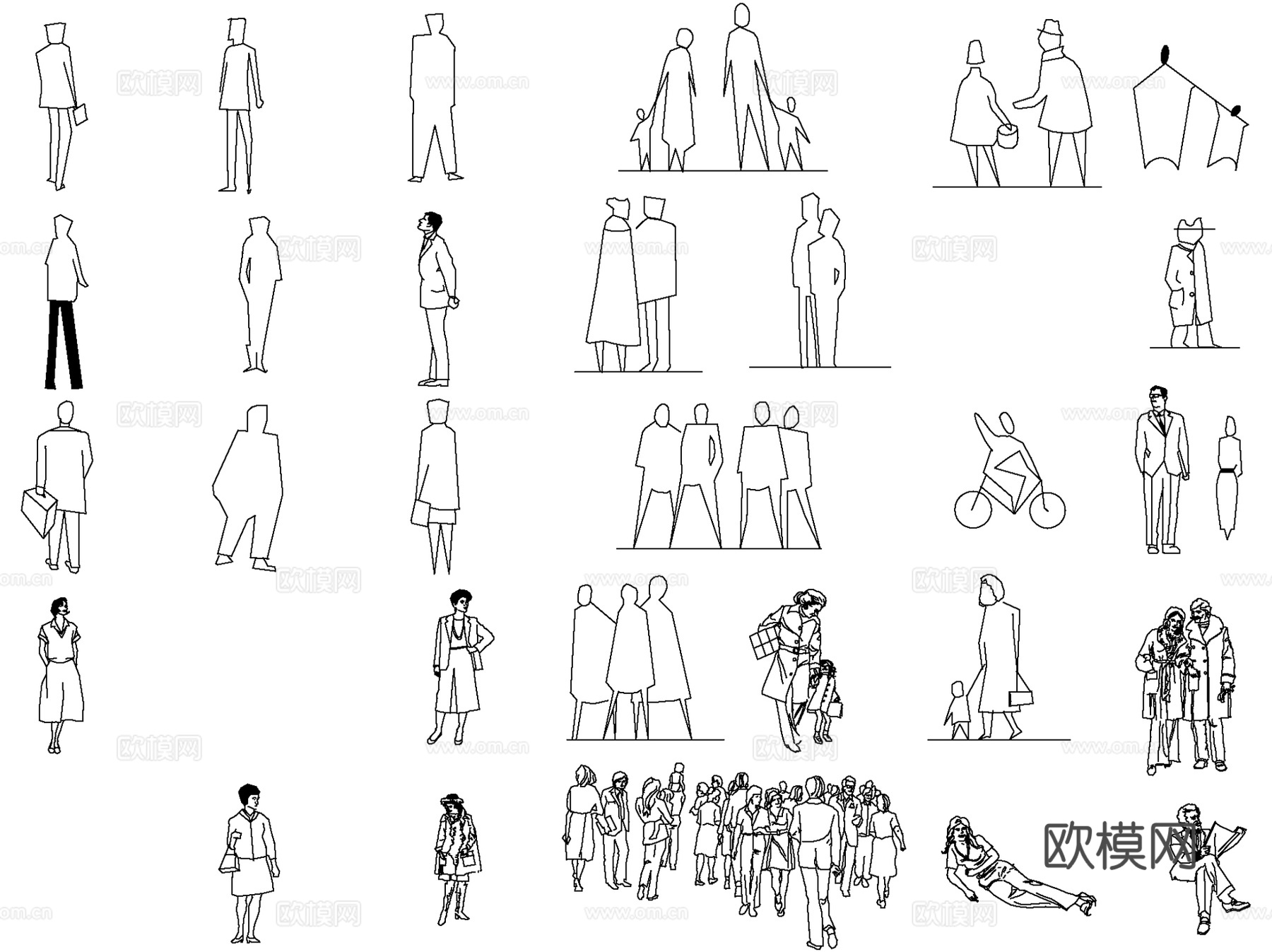 人物平立面CAD施工图图例合集cad施工图