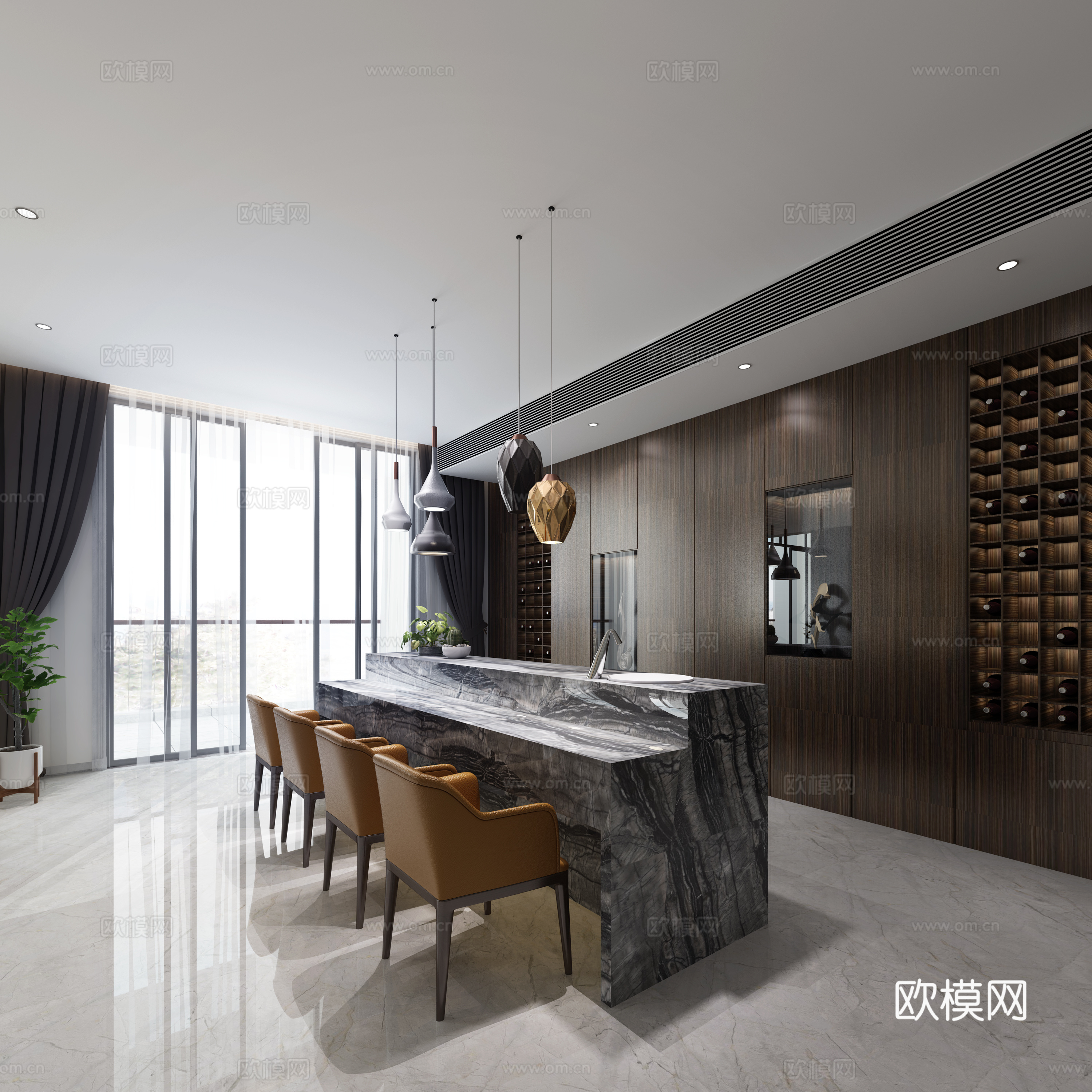 工装空间餐厅3d模型