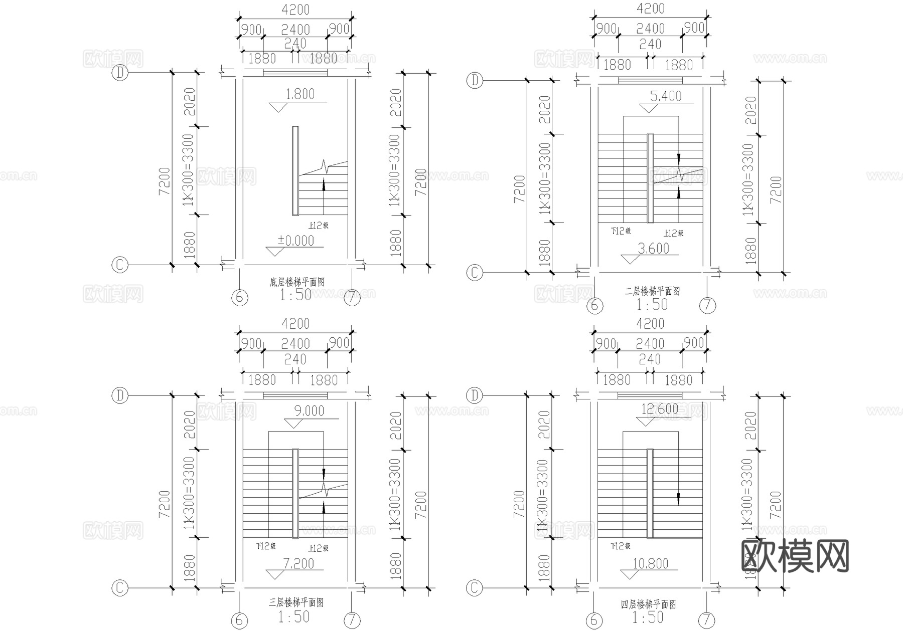 四层中学实验楼学校建筑cad施工图
