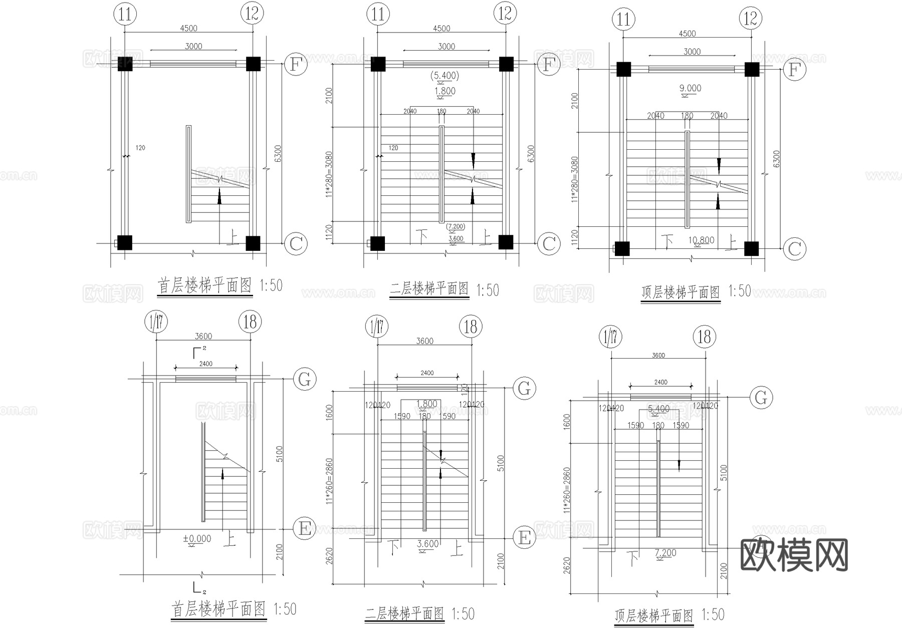四层中学教学楼学校建筑cad施工图