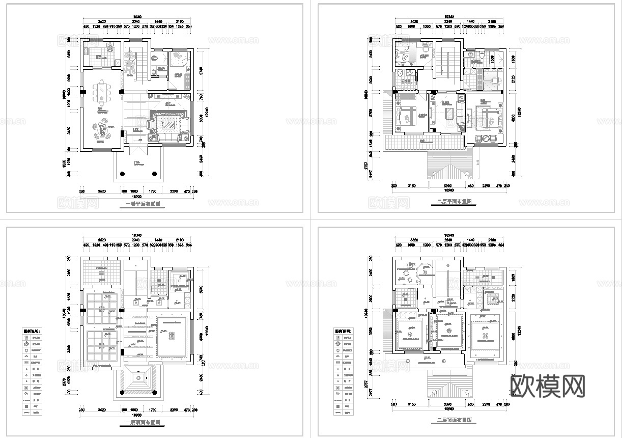 乡村自建房别墅建筑 最新全套施工图设计cad施工图