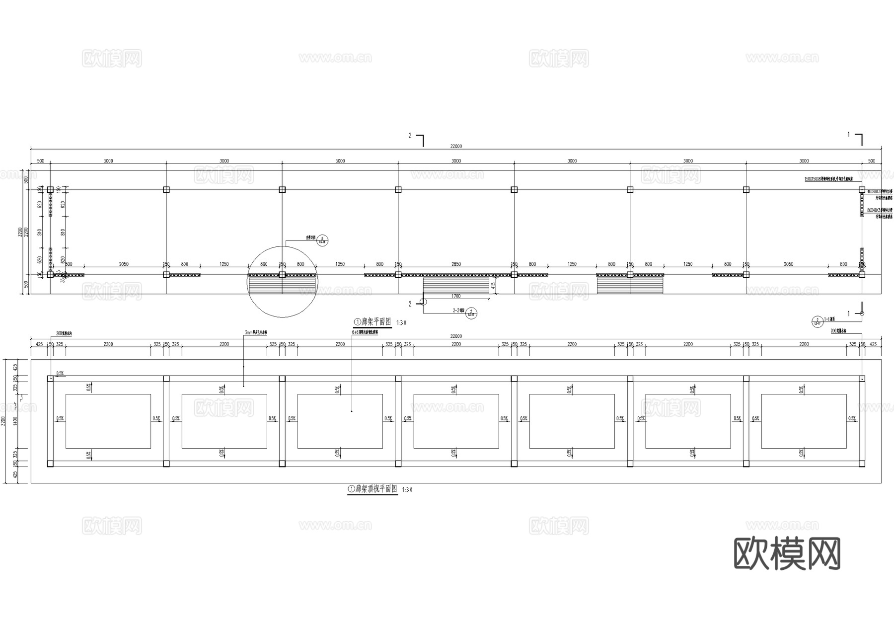 新中式玻璃廊架 风雨连廊 钢结构廊架 文化长廊 宣传栏坐凳cad施工图