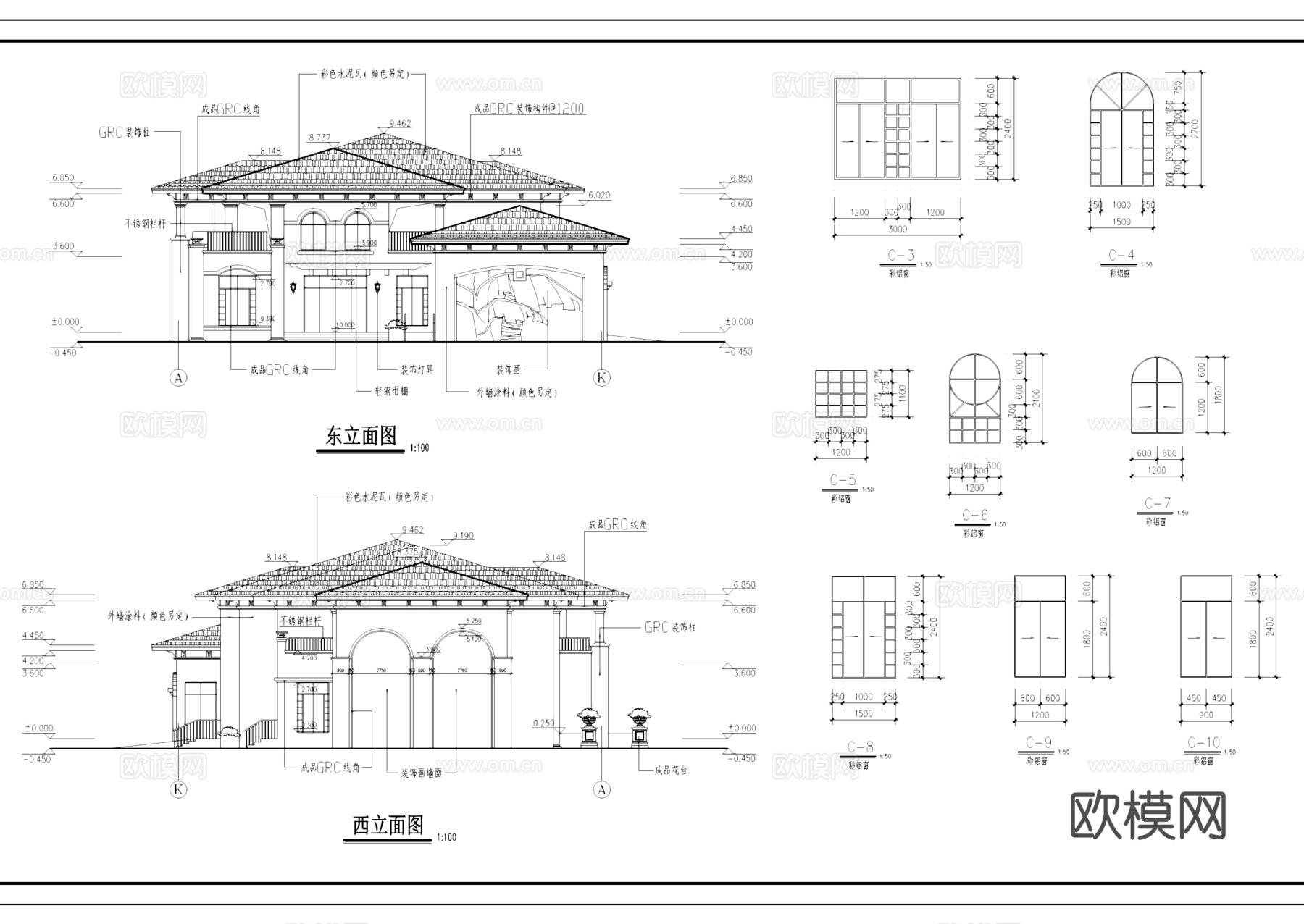 欧式风格幼儿园建筑CAD施工图cad施工图