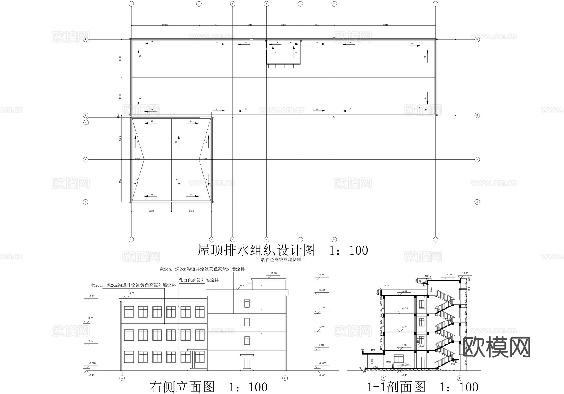 四层大学教学楼学校建筑cad施工图