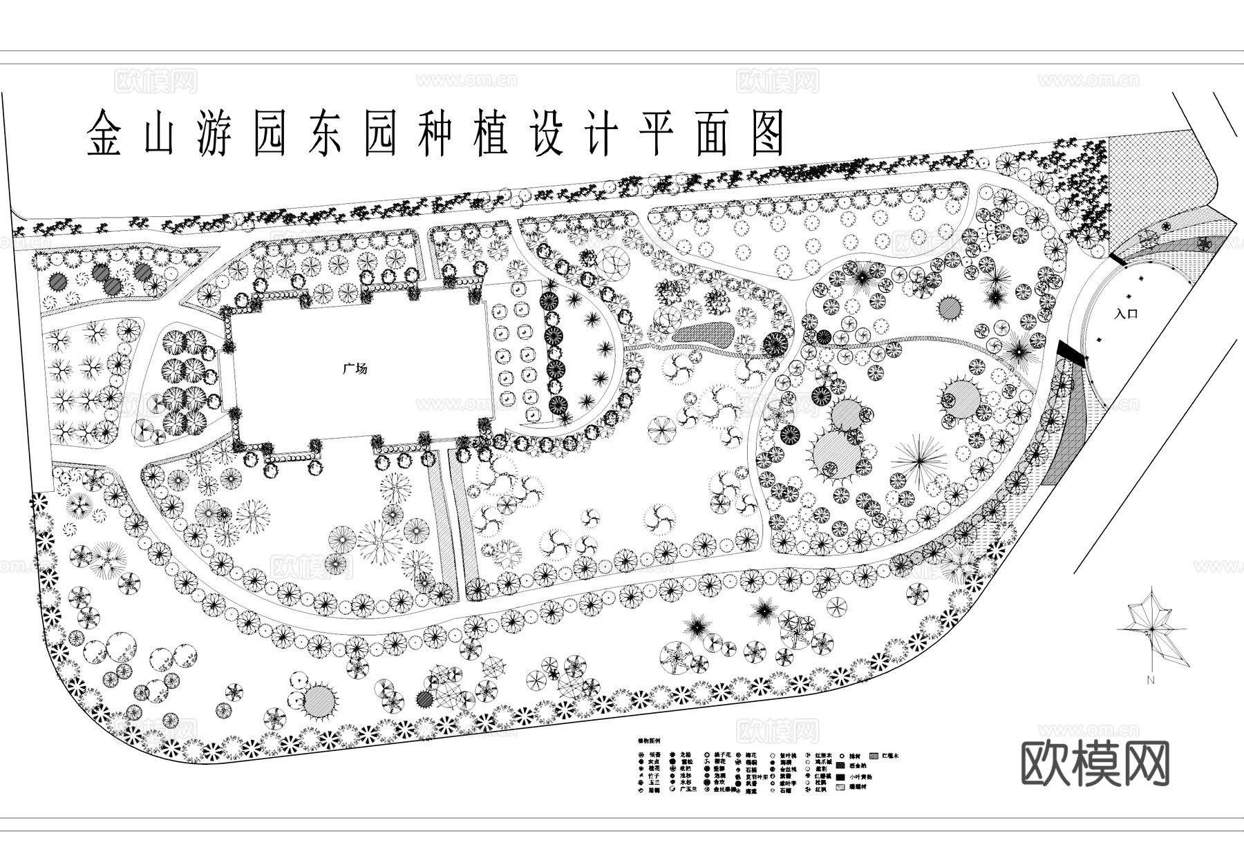 金山游园东园景观植物种植平面CAD施工图cad施工图