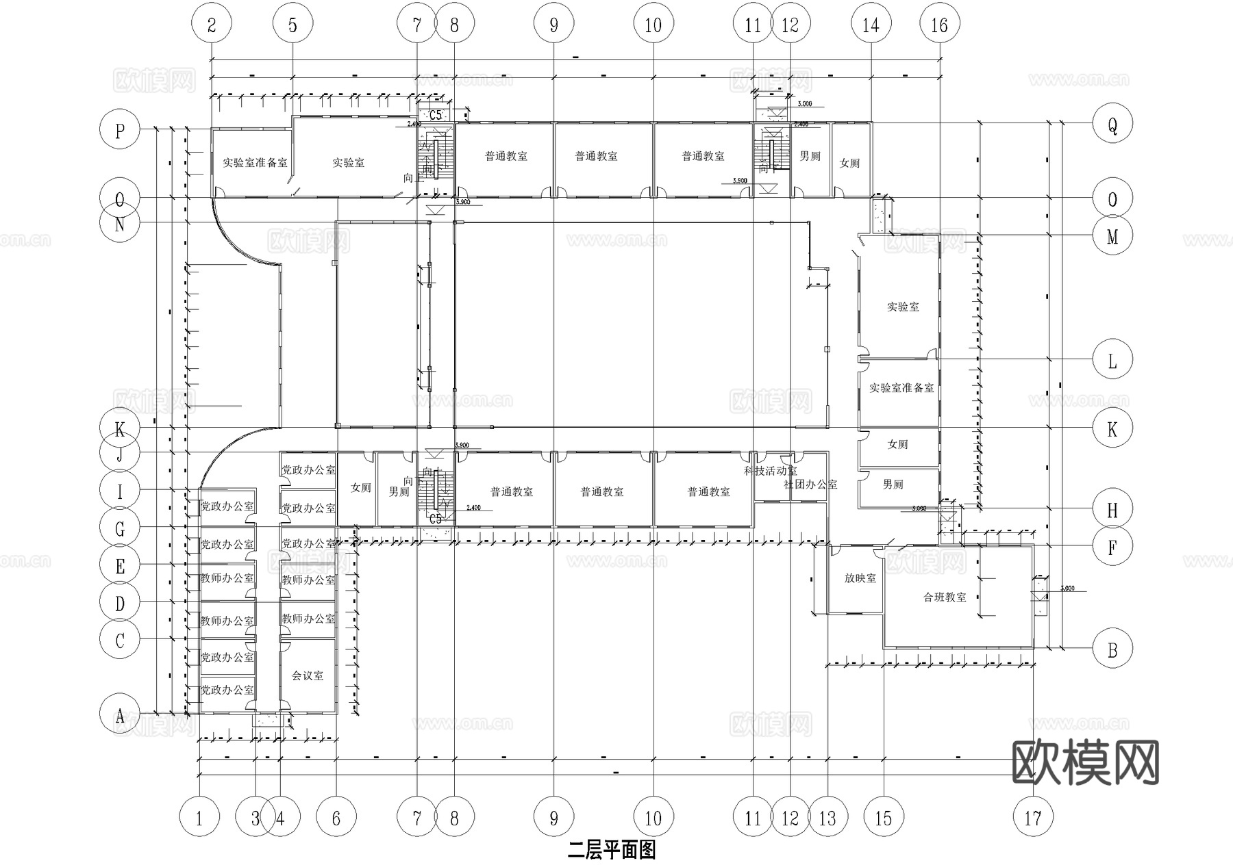 四层教学楼学校建筑cad施工图cad施工图