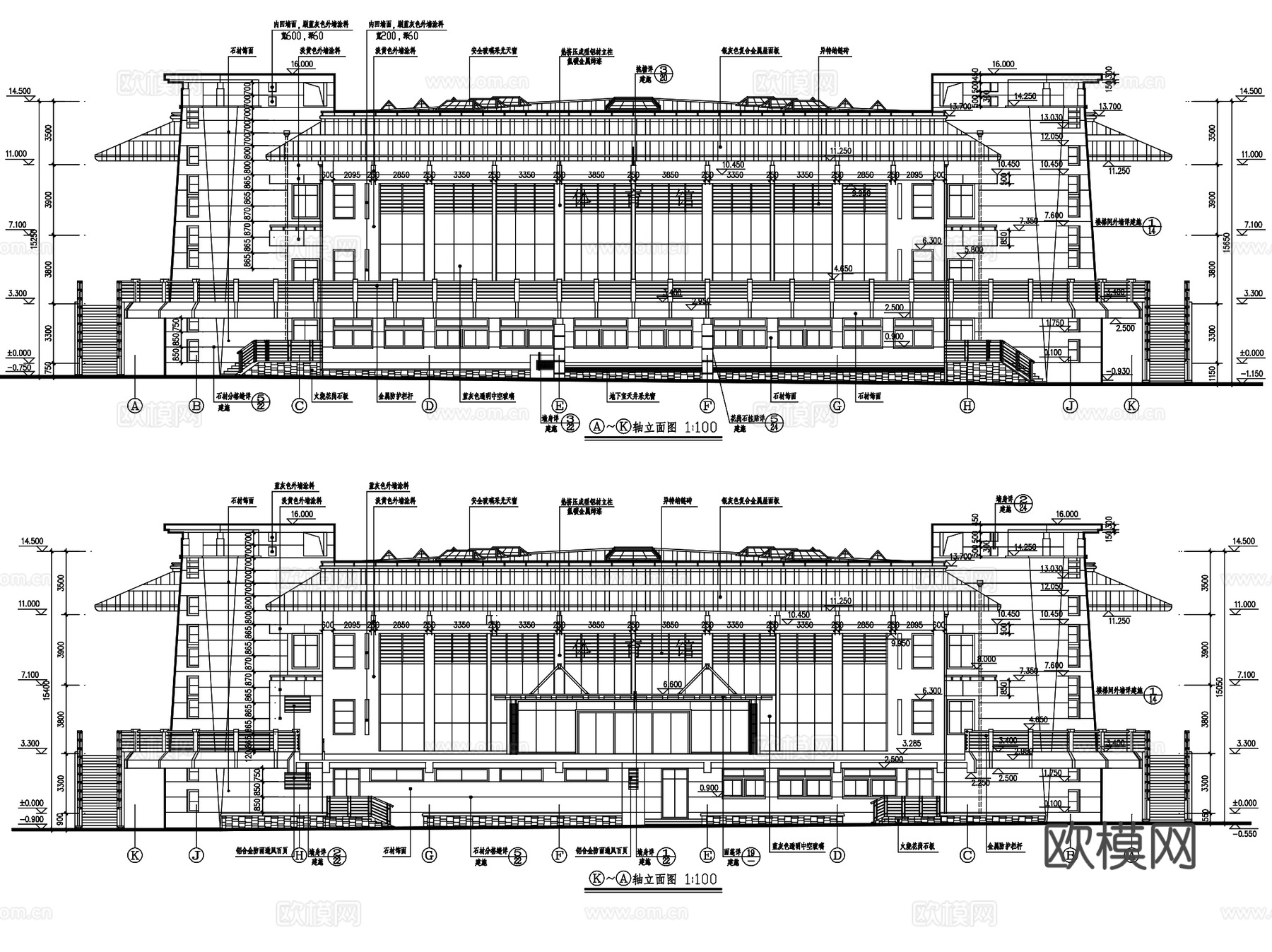 青岛一中校改体育馆平立剖面建筑CAD施工图集cad施工图