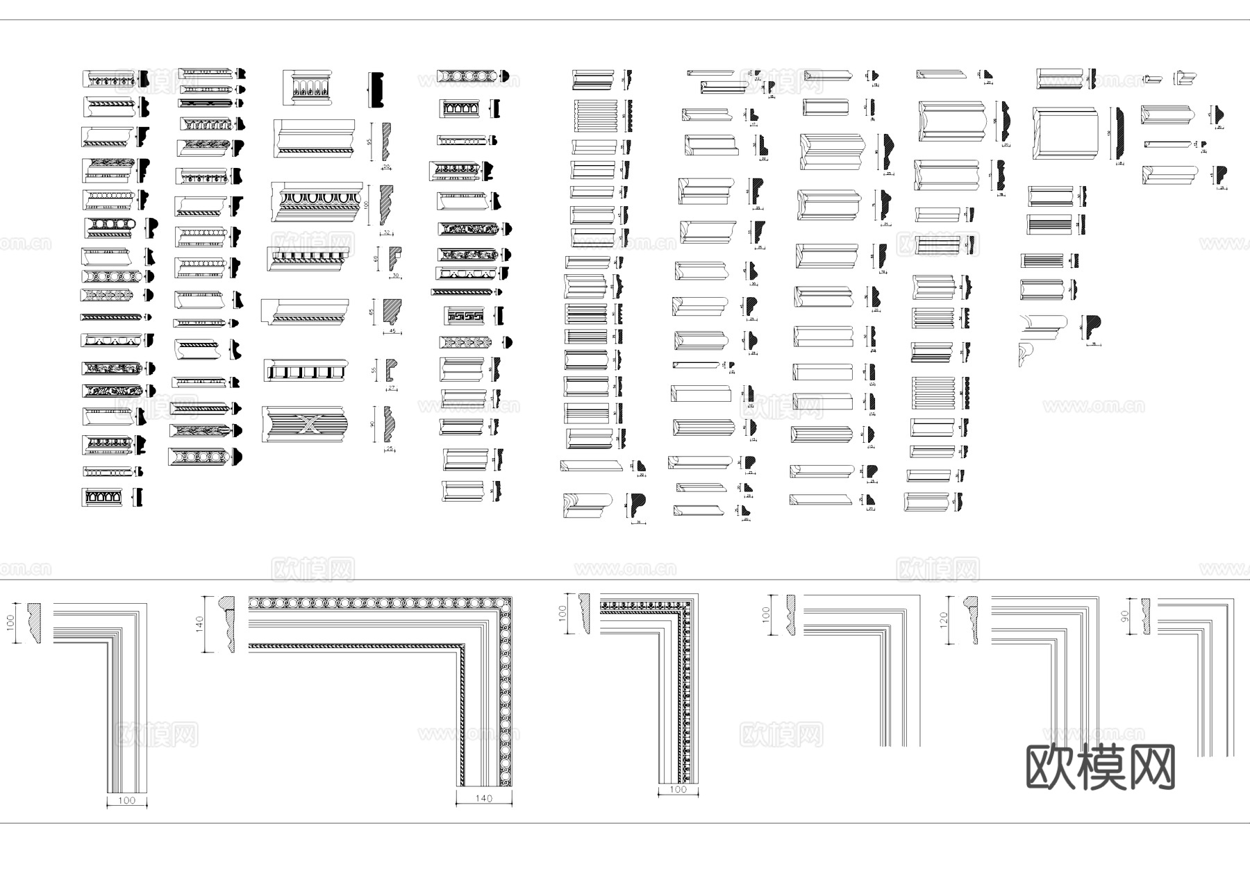 饰线条门套线地脚线天花角线CAD图块图库施工图cad施工图