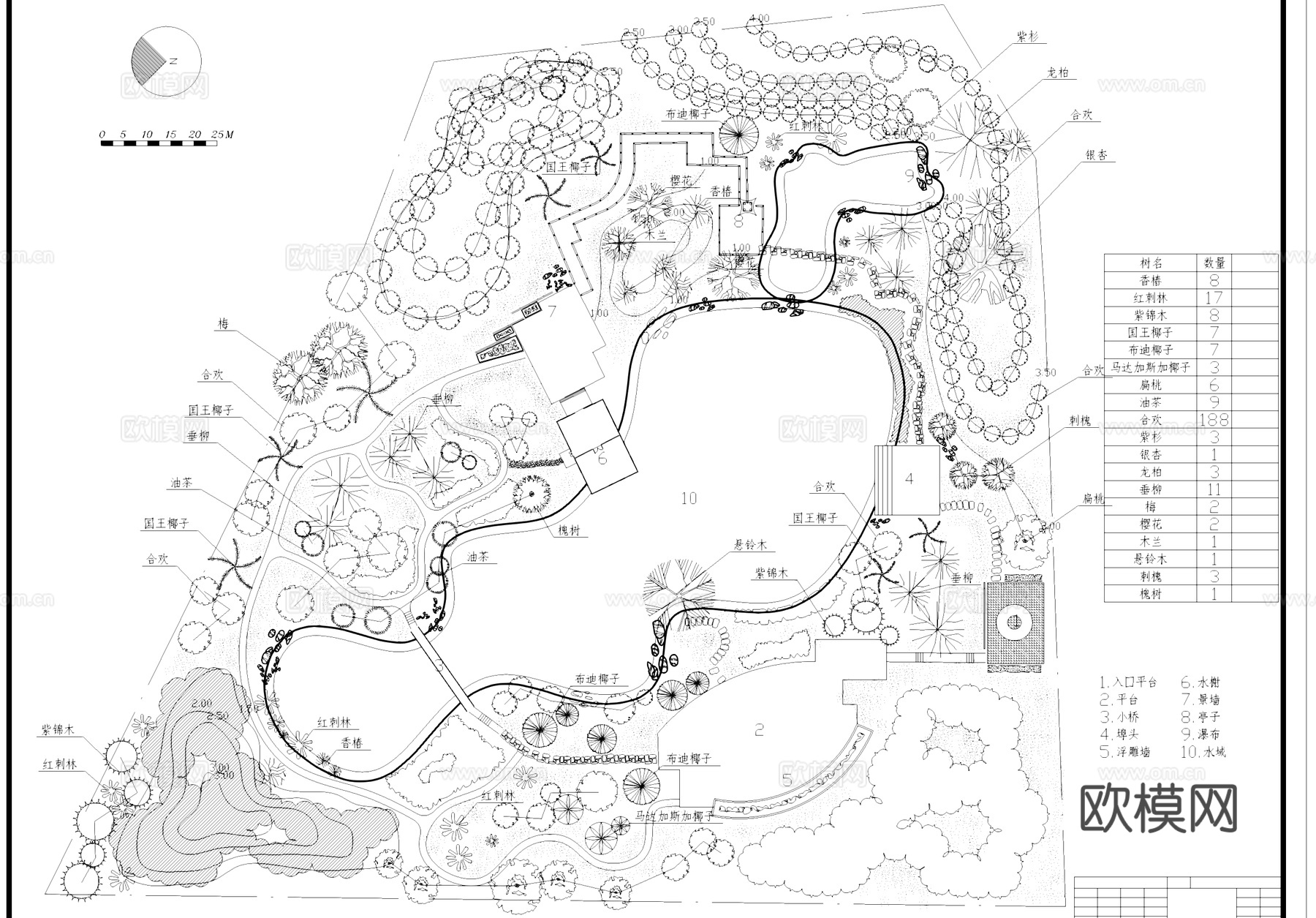 世博会广东粤晖园景观平面CAD施工图cad施工图