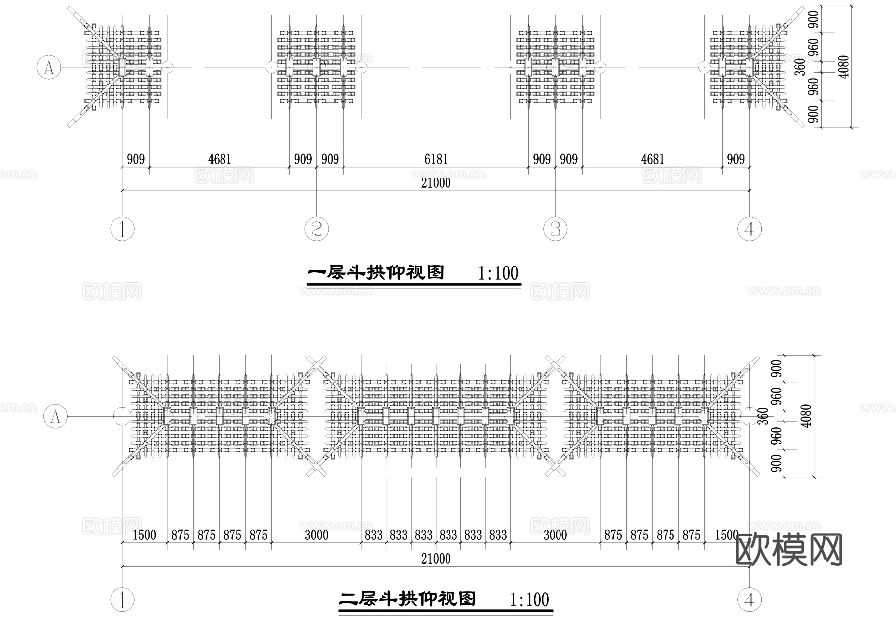 三山湖旅游牌坊牌楼古建筑CAD施工图cad施工图