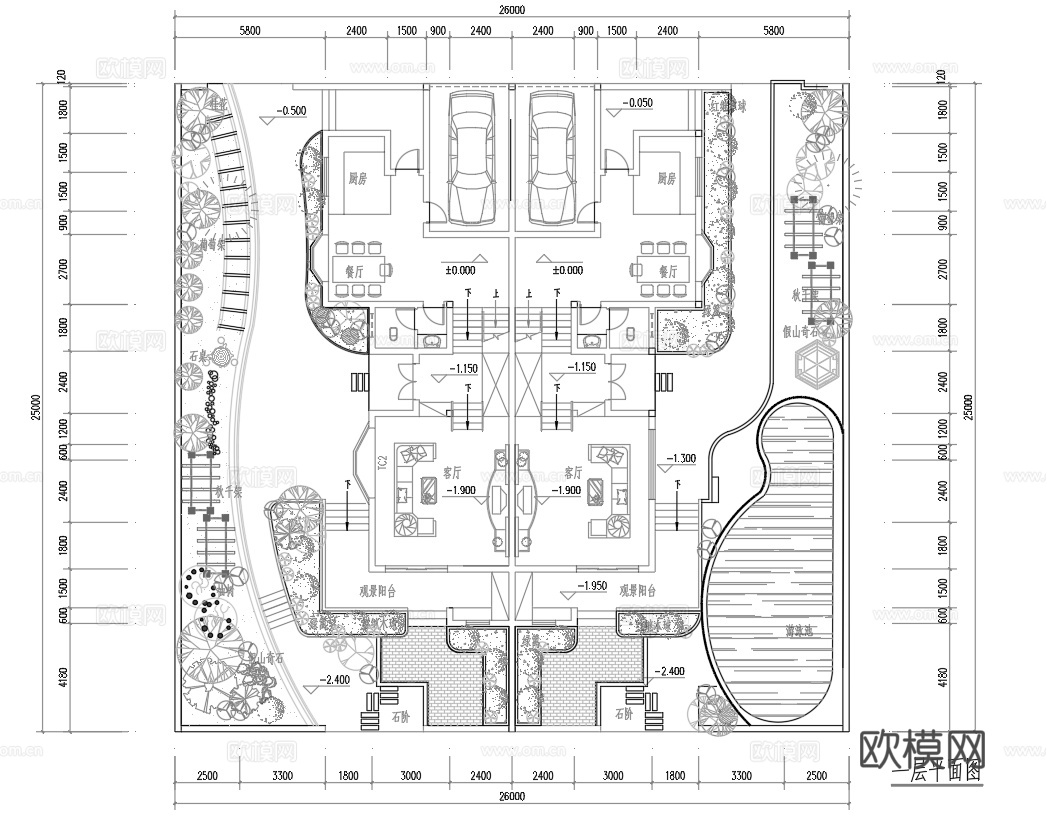 乡村自建房别墅建筑 最新全套施工图设计cad施工图