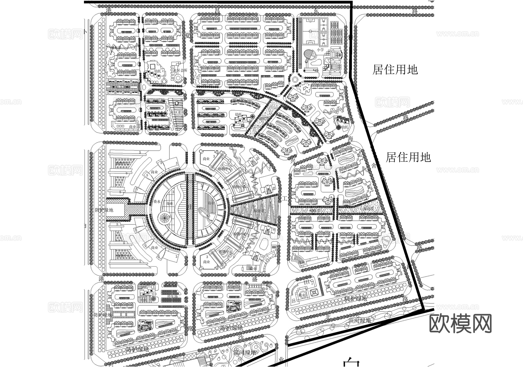 空港区机场陆侧城市规划总平面图cad施工图