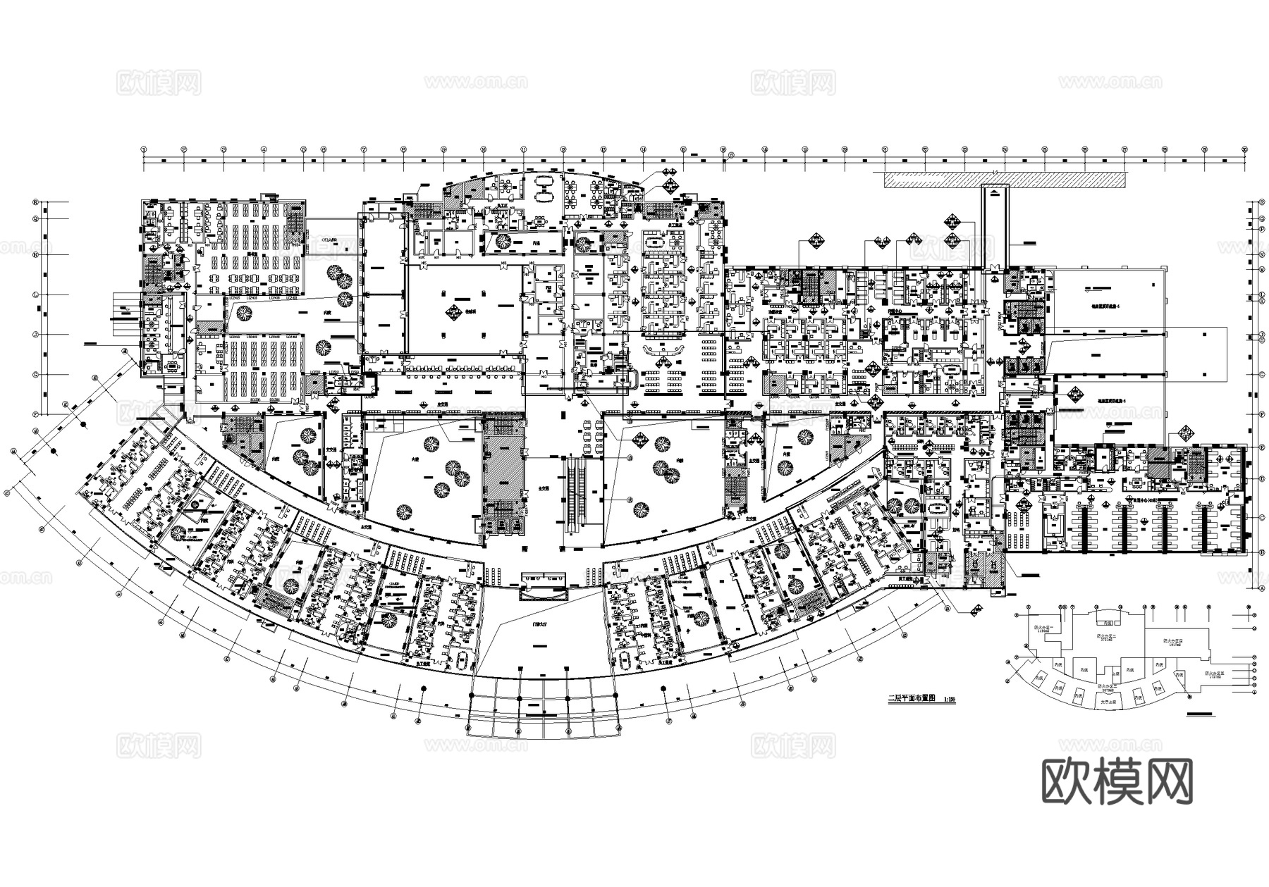 医院门诊病房住院医技楼平面图cad施工图