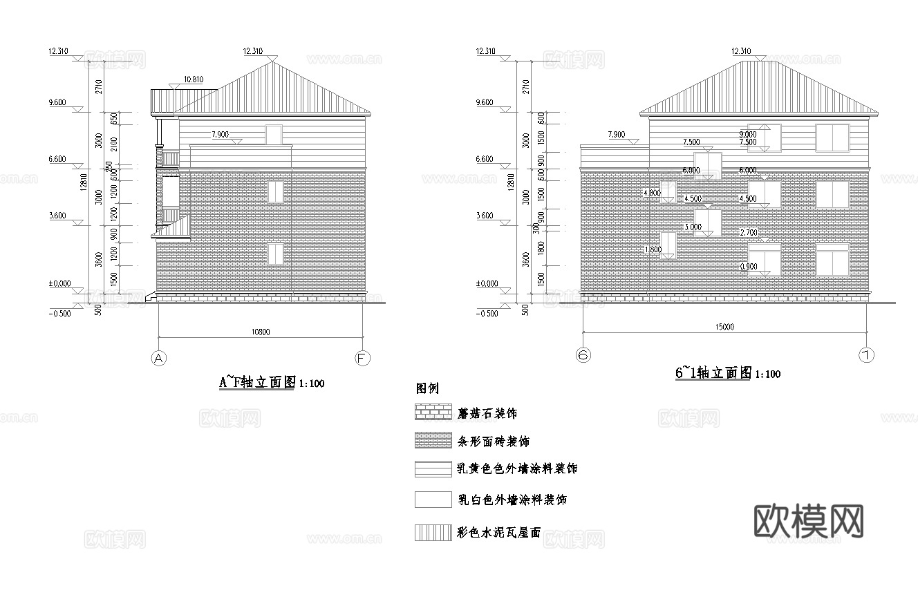 乡村自建房别墅建筑 最新全套施工图设计cad施工图
