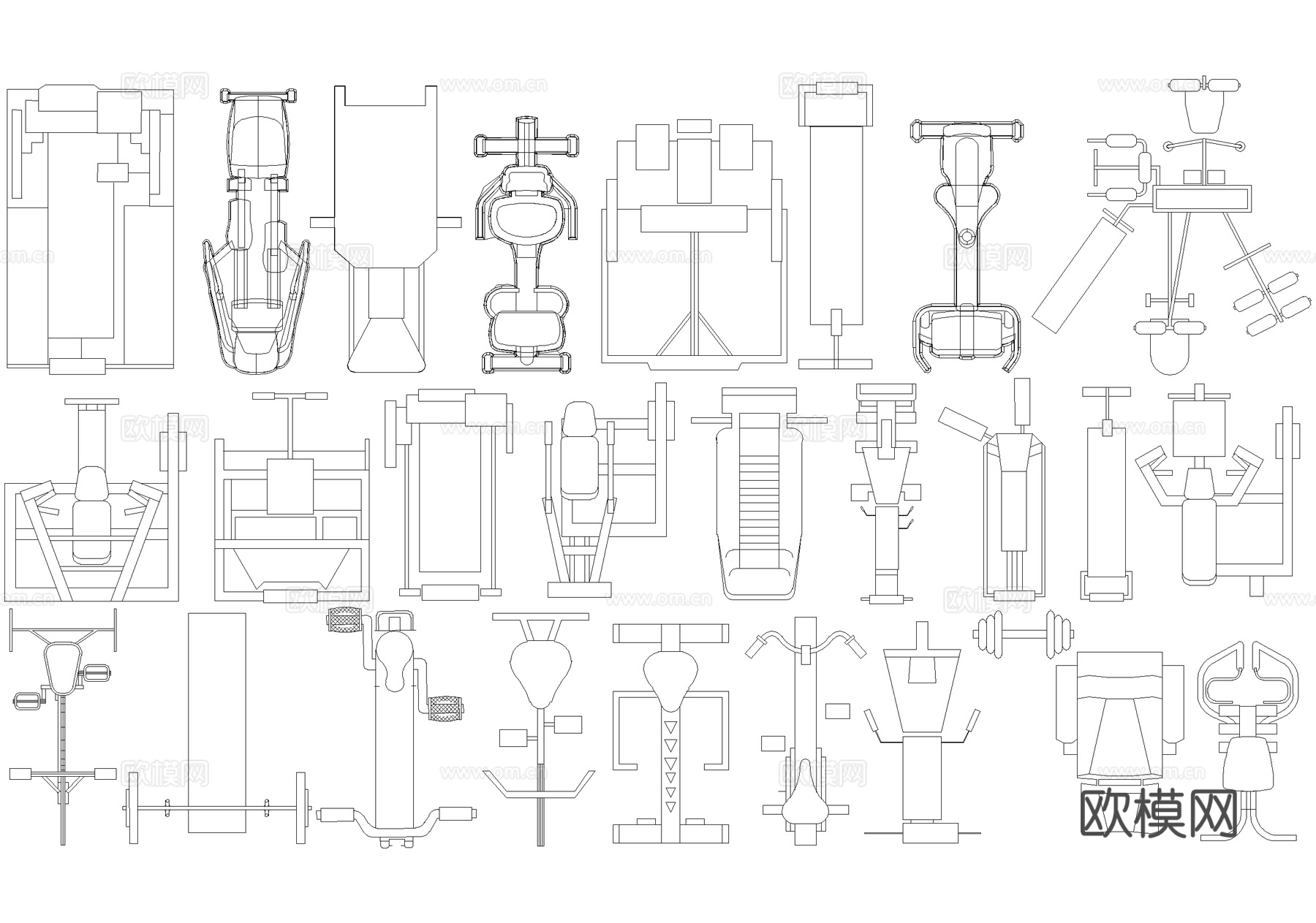 运动器材 休闲健身训练设施cad施工图