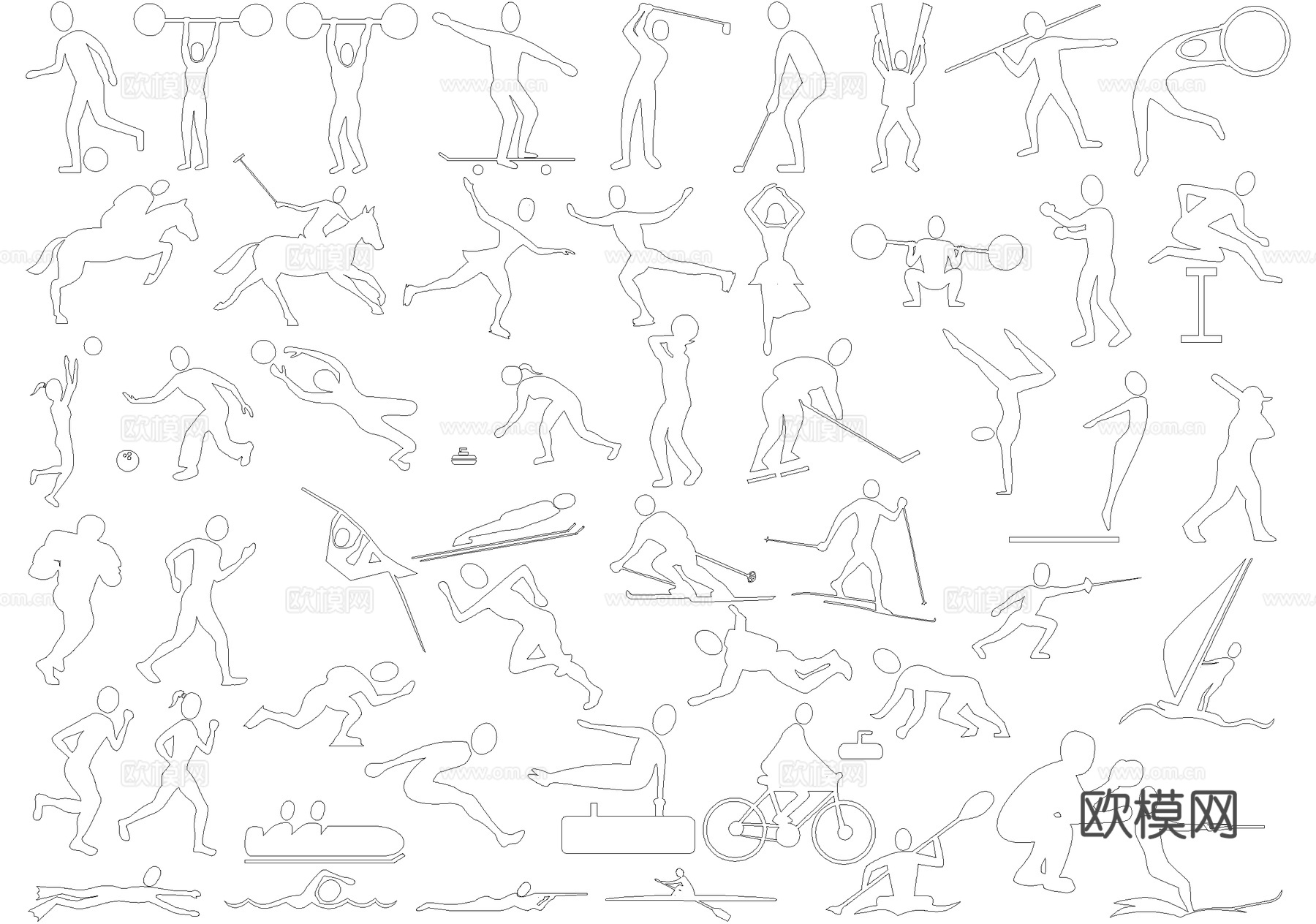 运动人物cad施工图