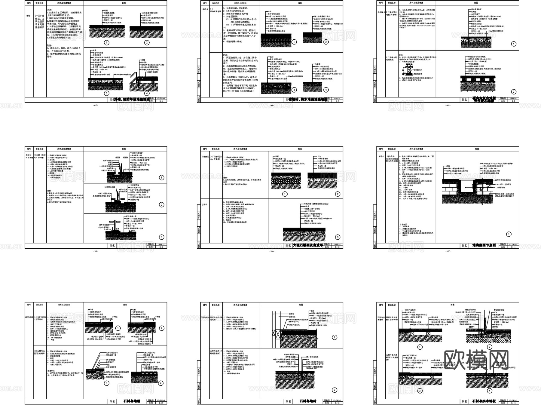 铺地地面地板CAD施工图集cad施工图cad施工图