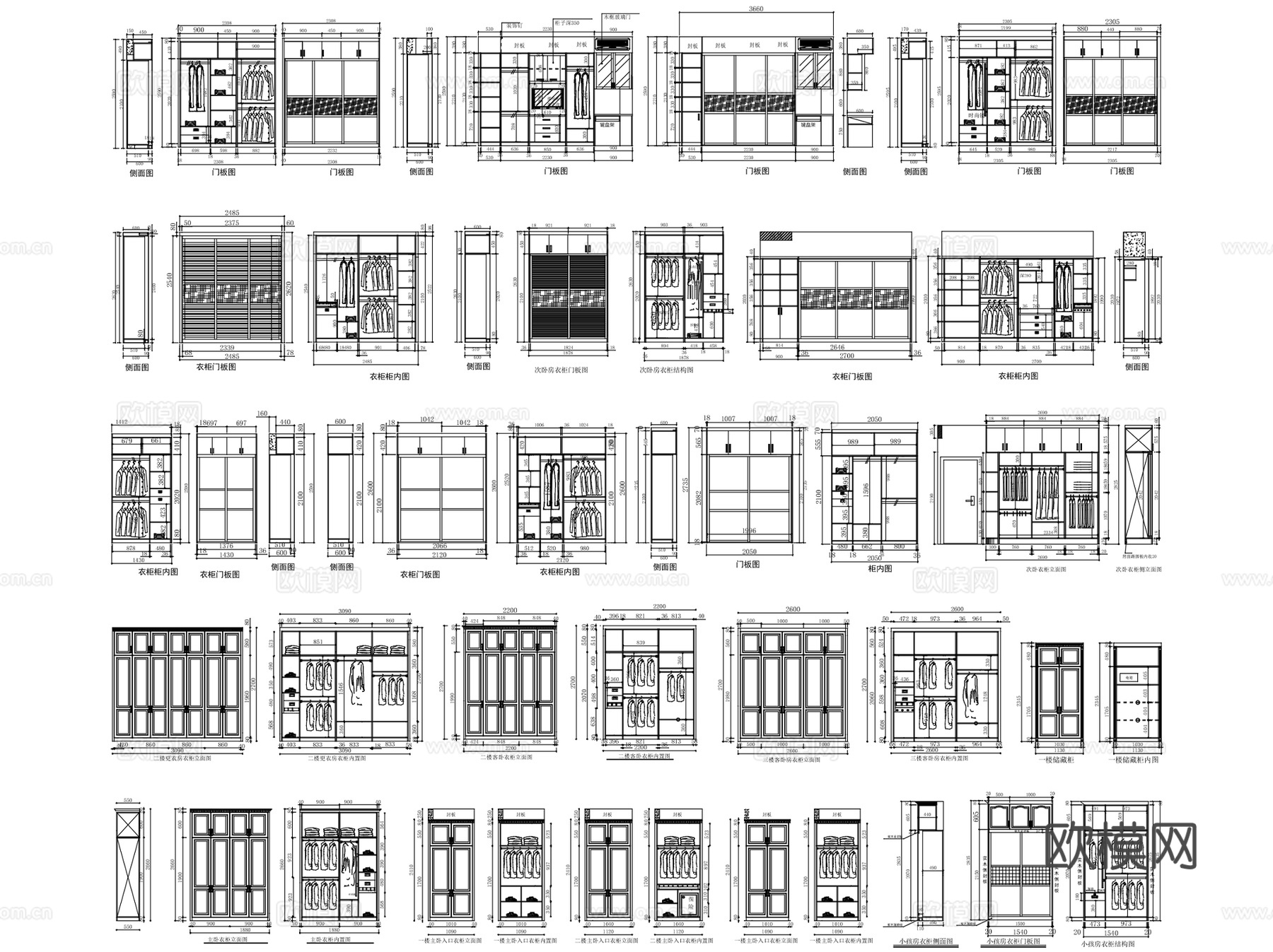 室内柜子衣柜鞋柜书柜酒柜家具图块CAD施工图集cad施工图