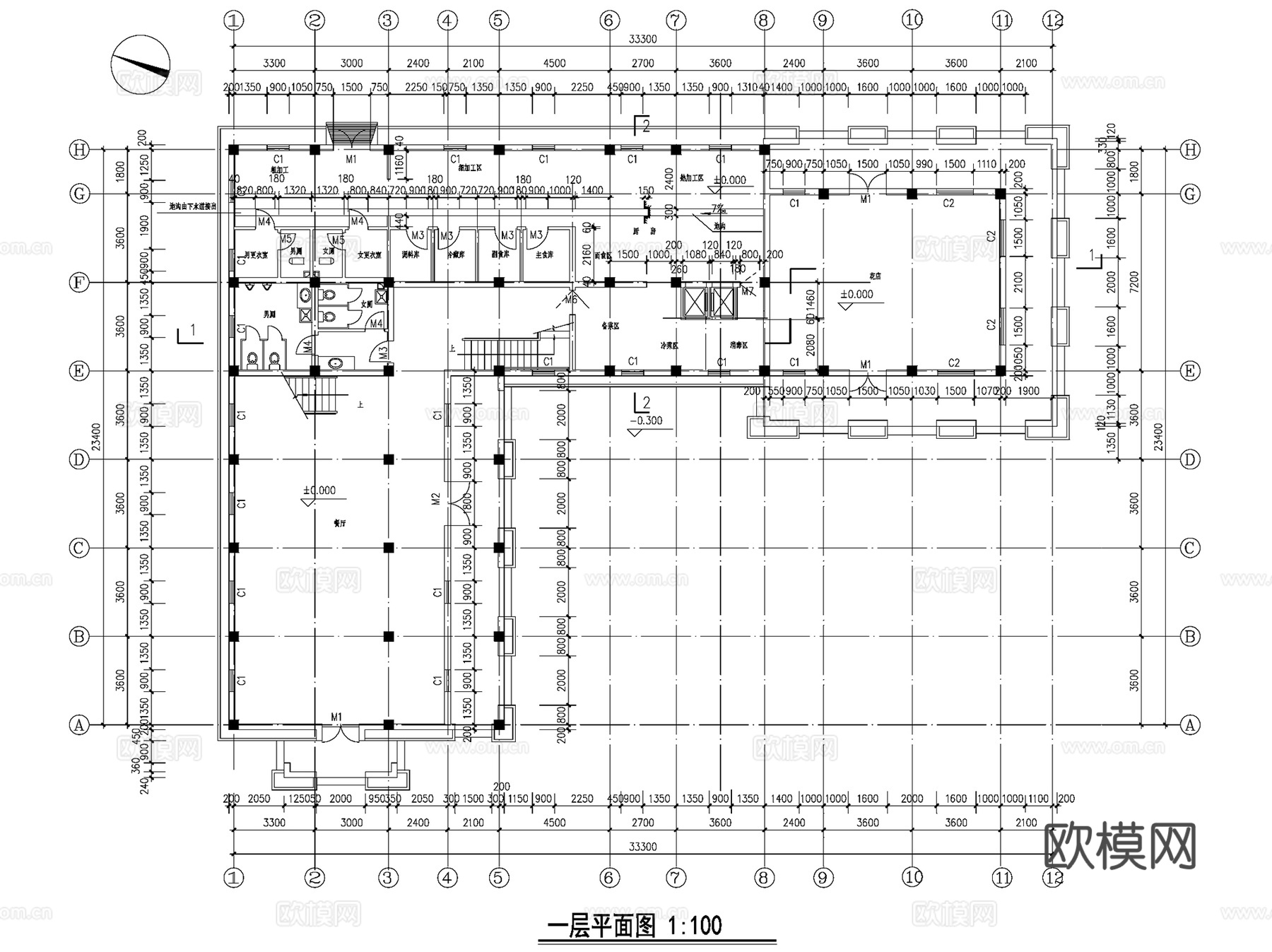 欧式城堡餐厅饭店建筑CAD施工图cad施工图