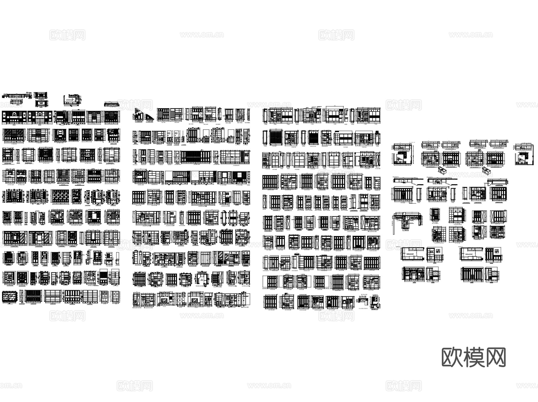 室内柜子衣柜鞋柜书柜酒柜家具图块CAD施工图集cad施工图