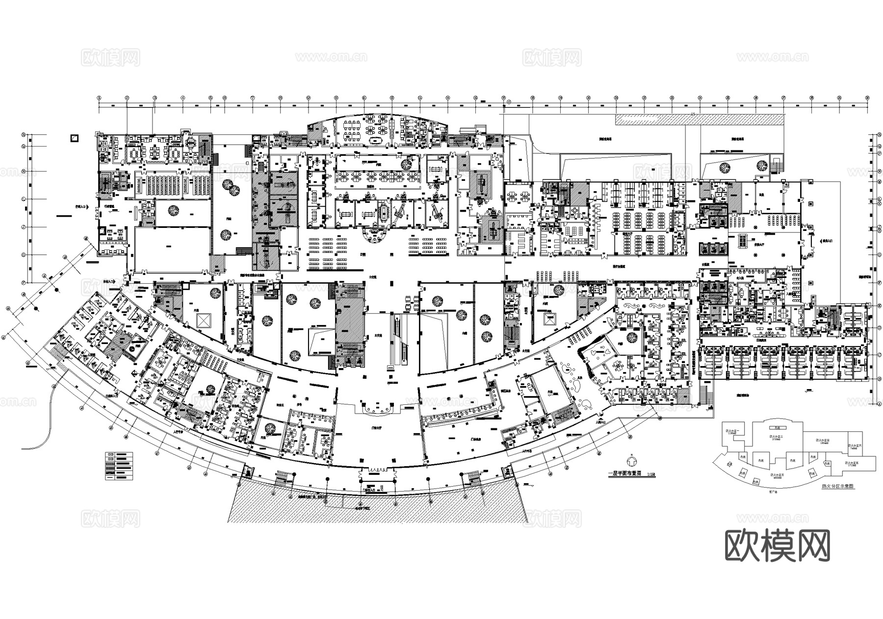 医院门诊病房住院医技楼平面图cad施工图