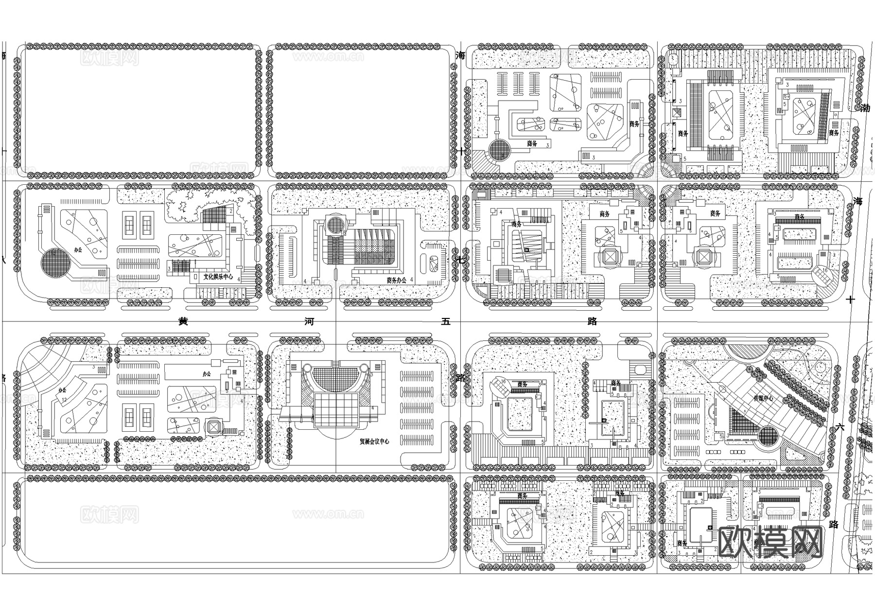 行政文化中心城市规划平面图cad施工图
