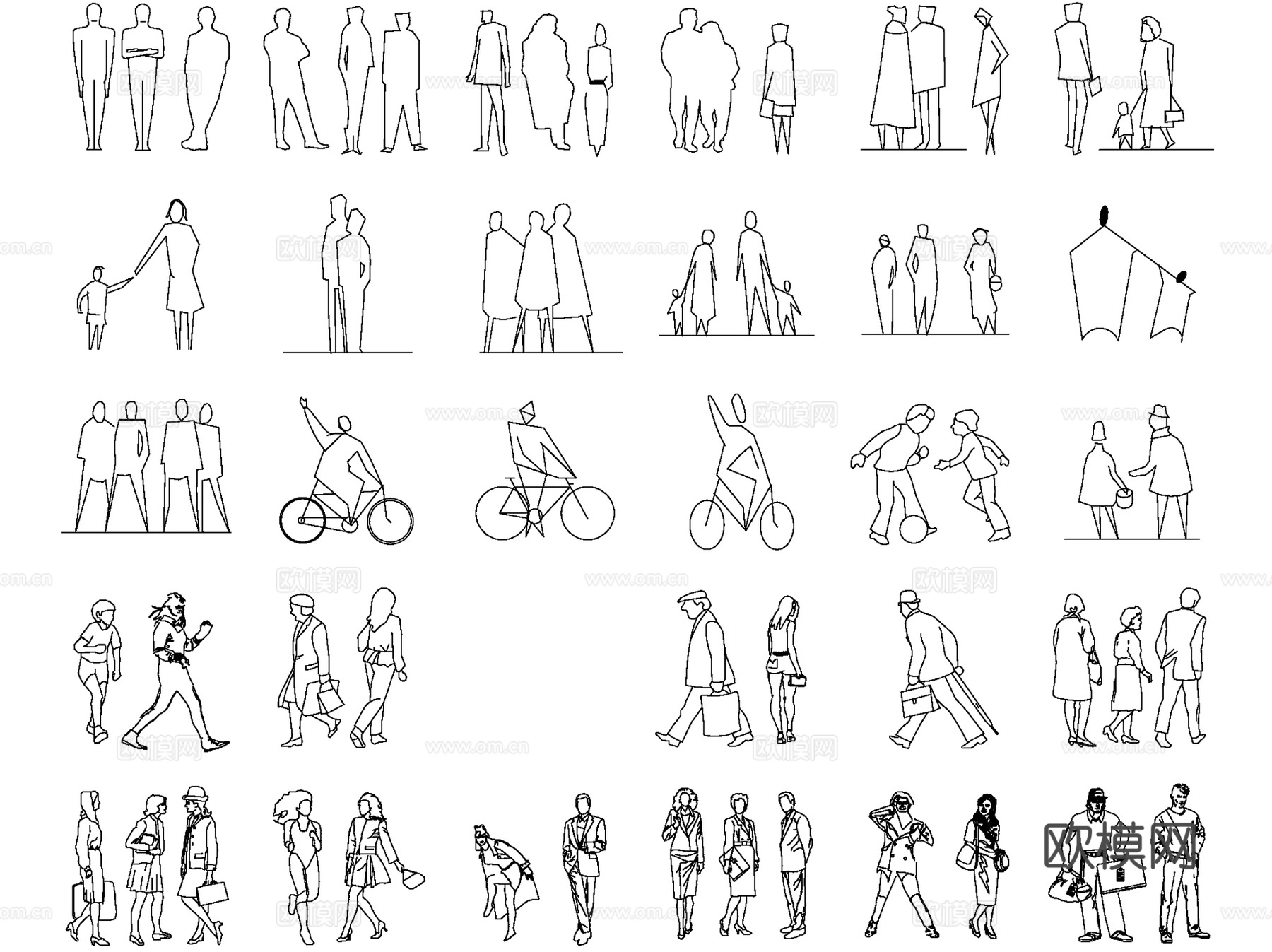 人物平立面CAD施工图图例合集cad施工图