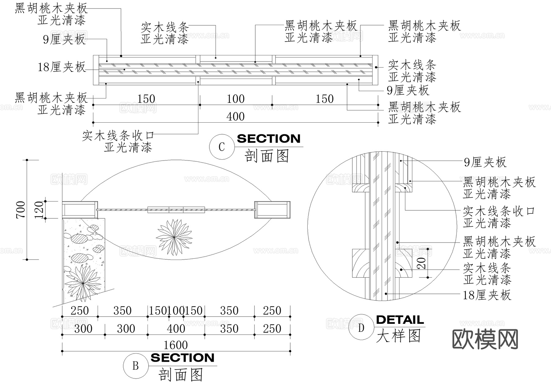 玄关隔断节点cad施工图