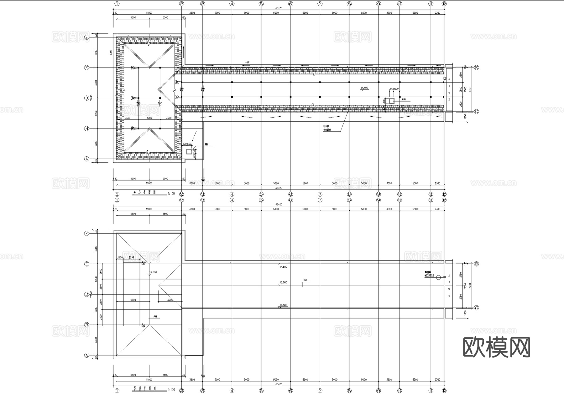 四层中学教学楼学校建筑结构cad施工图
