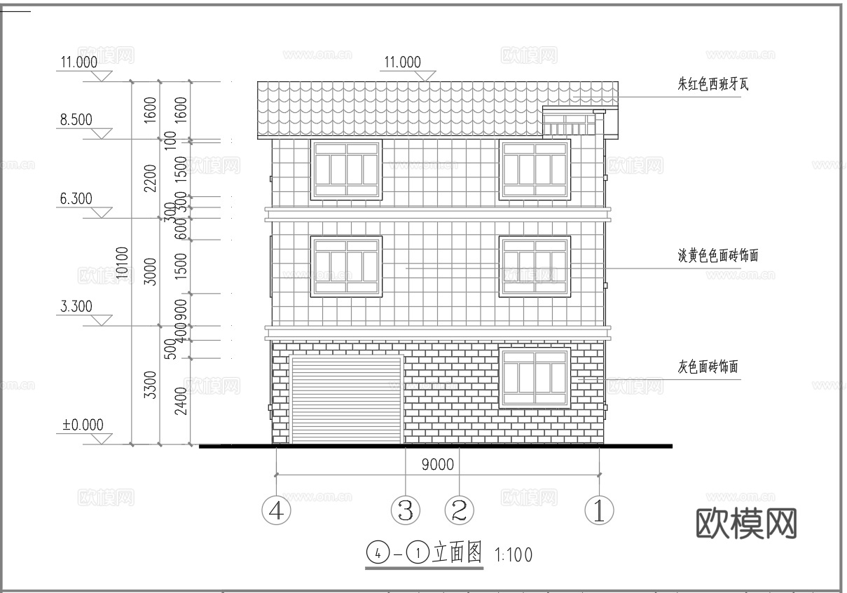 乡村自建房别墅建筑 最新全套施工图设计cad施工图