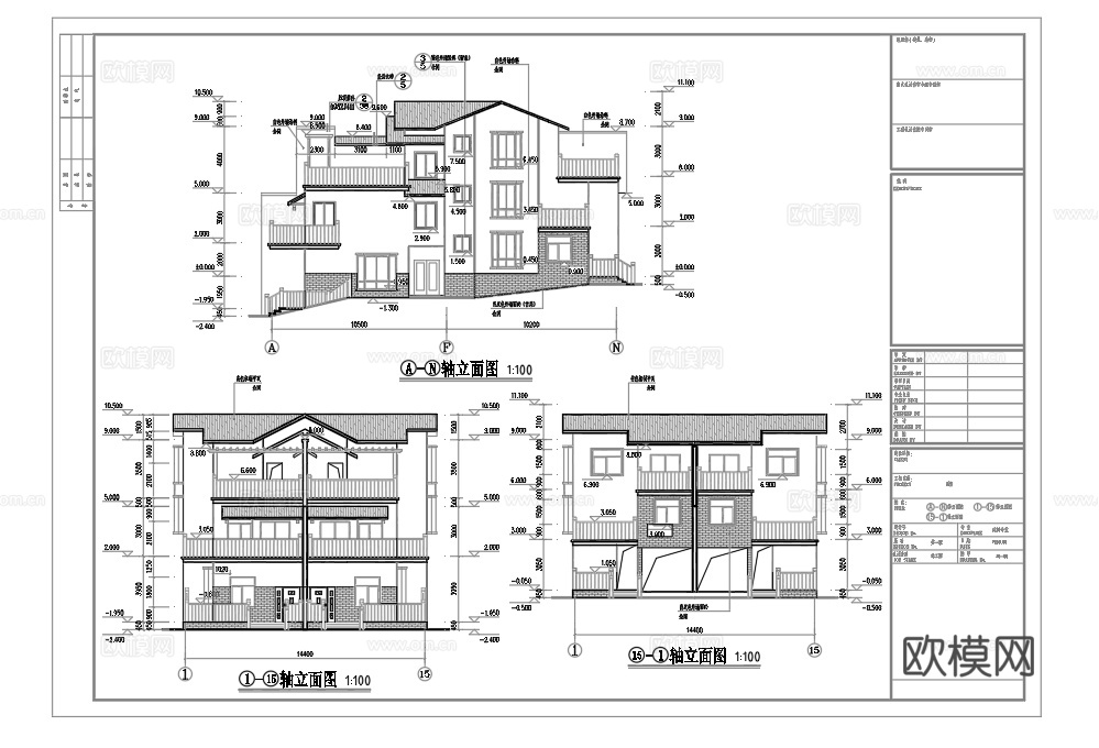 乡村自建房别墅建筑 最新全套施工图设计cad施工图