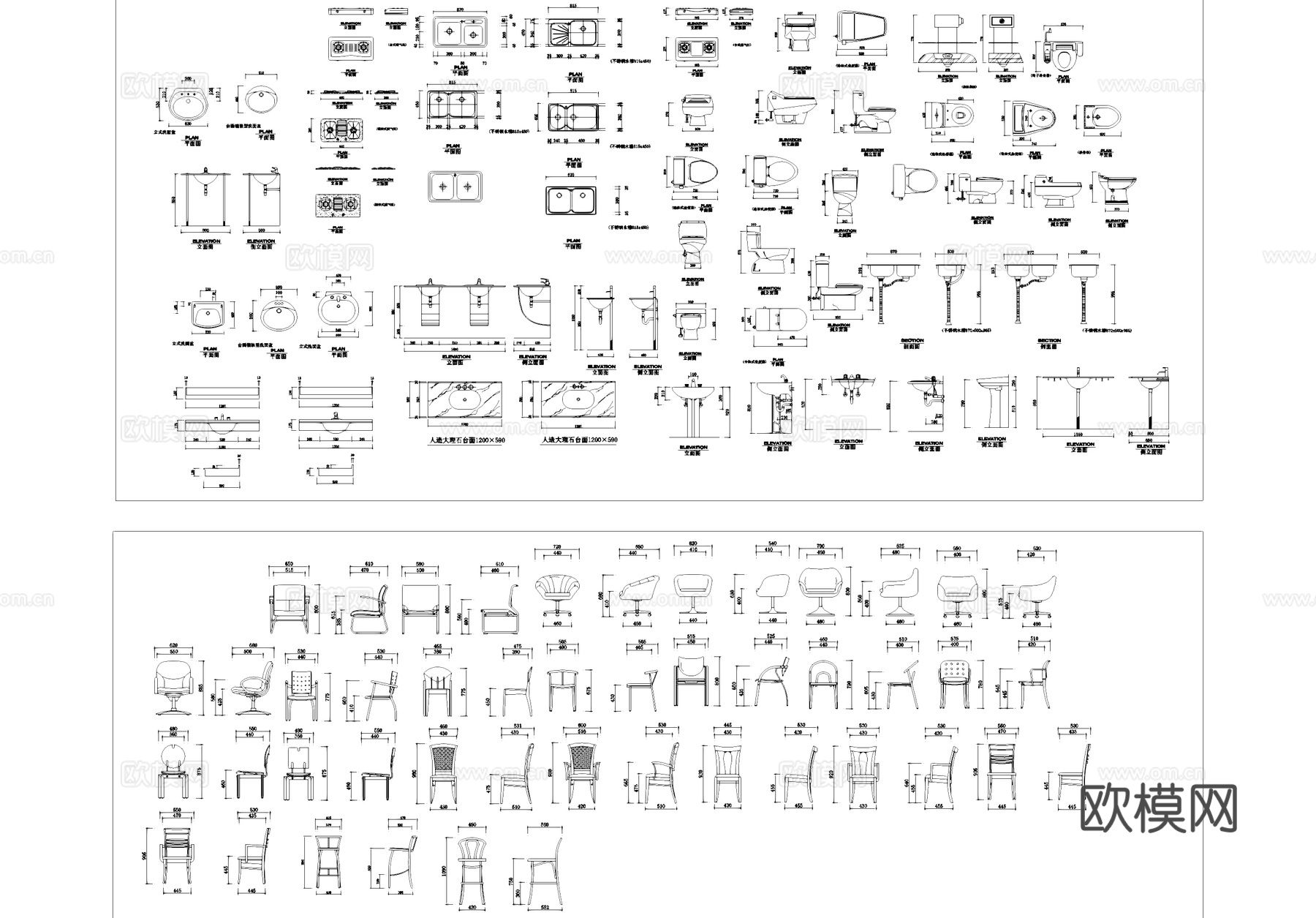 室内工装家装家具构件CAD图库cad施工图