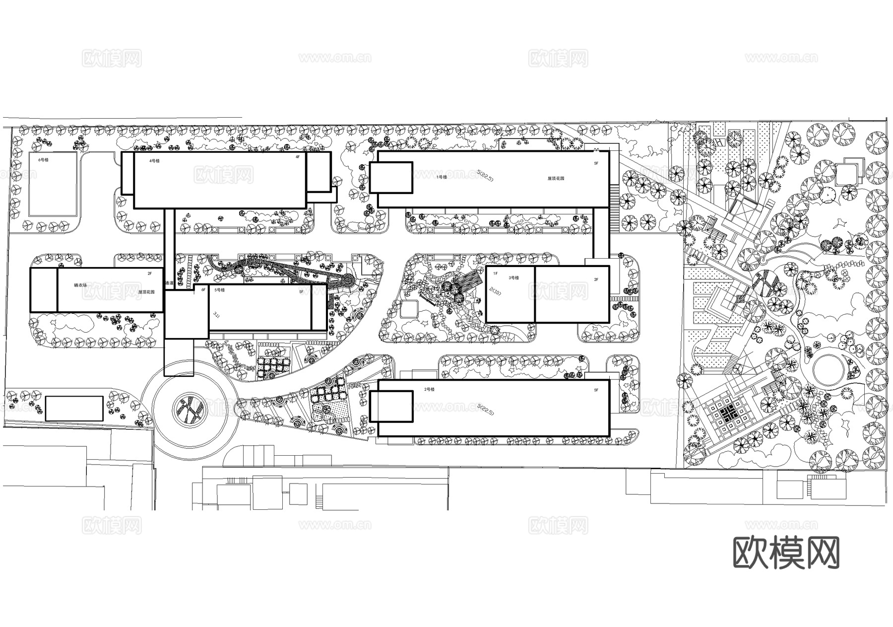 四层敬老院养老院建筑 老年服务中心 建筑平立面图 规划总平面cad施工图