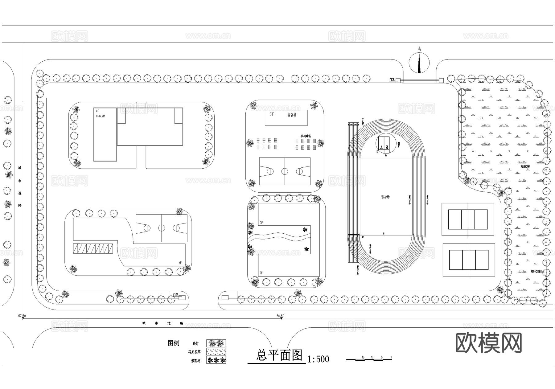 四层教学楼学校建筑cad施工图