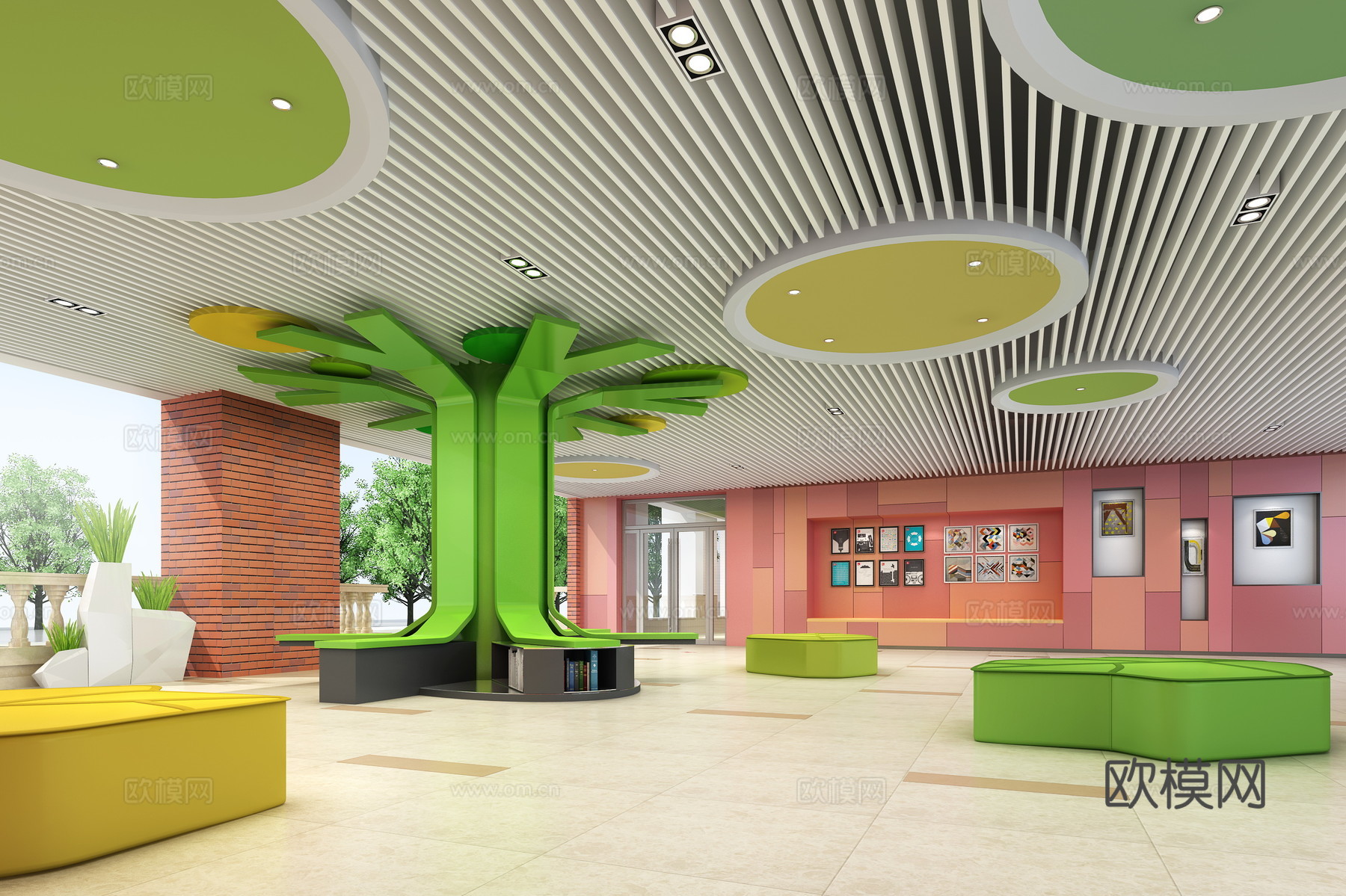 现代学校儿童休闲区3d模型